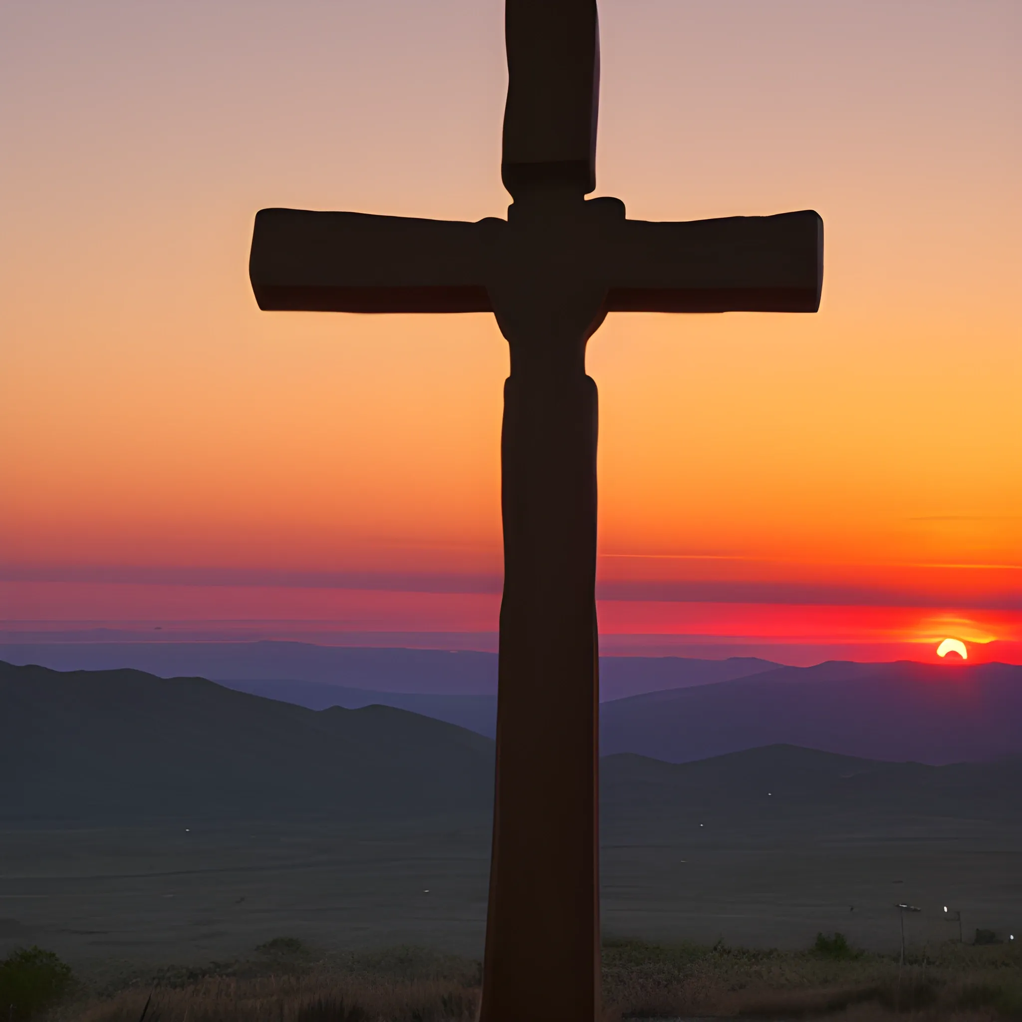 The Holy Cross with the sunset in the background