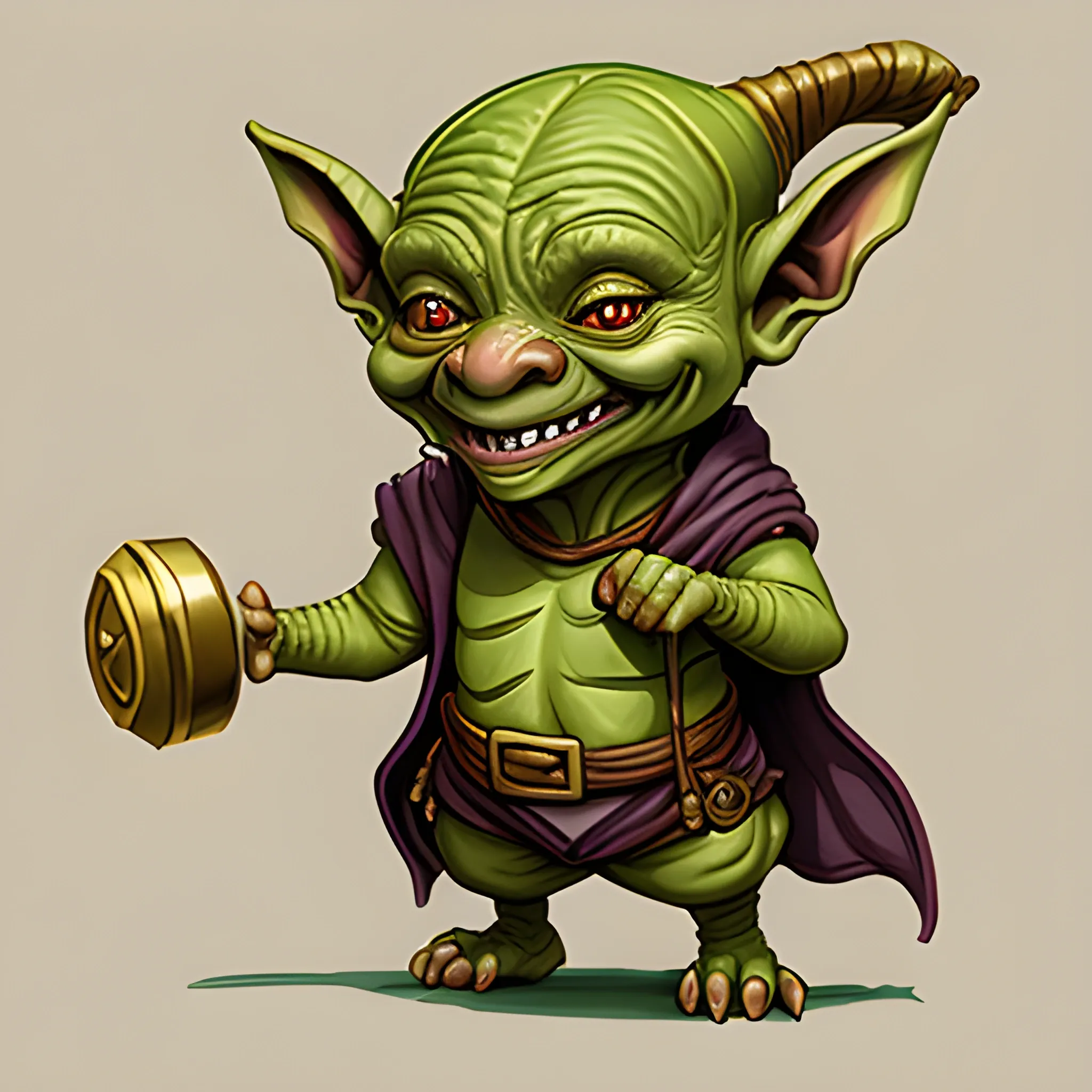 a goblin who is unable to touch gold, in a dnd drawn art style
