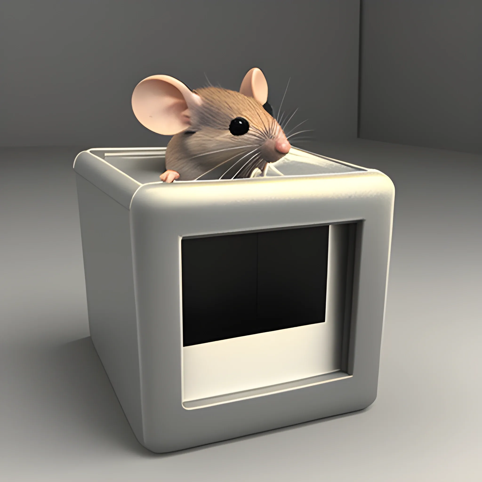 mouse inside a square trap 3d realistic