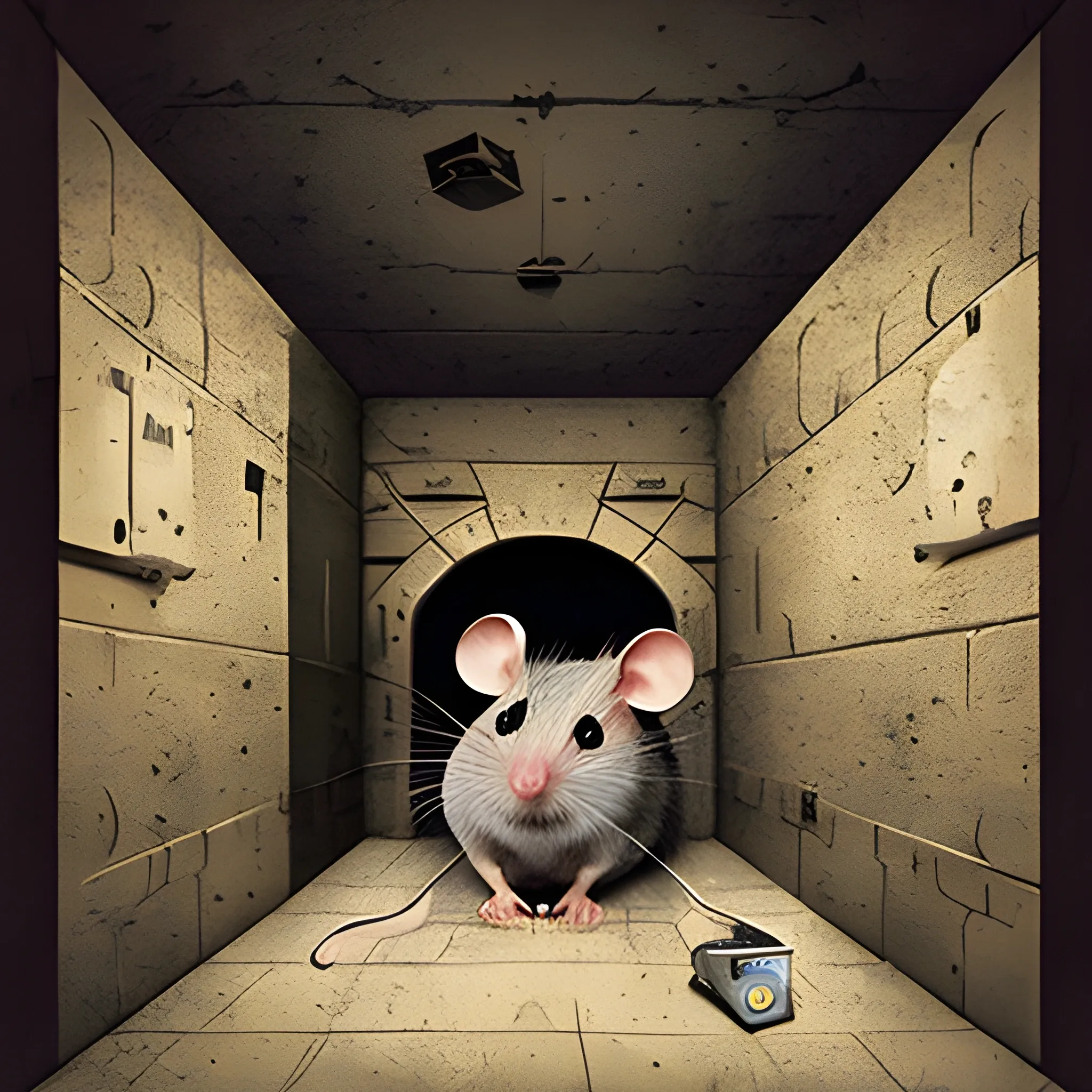 mouse inside a jail, work of a surrealist master