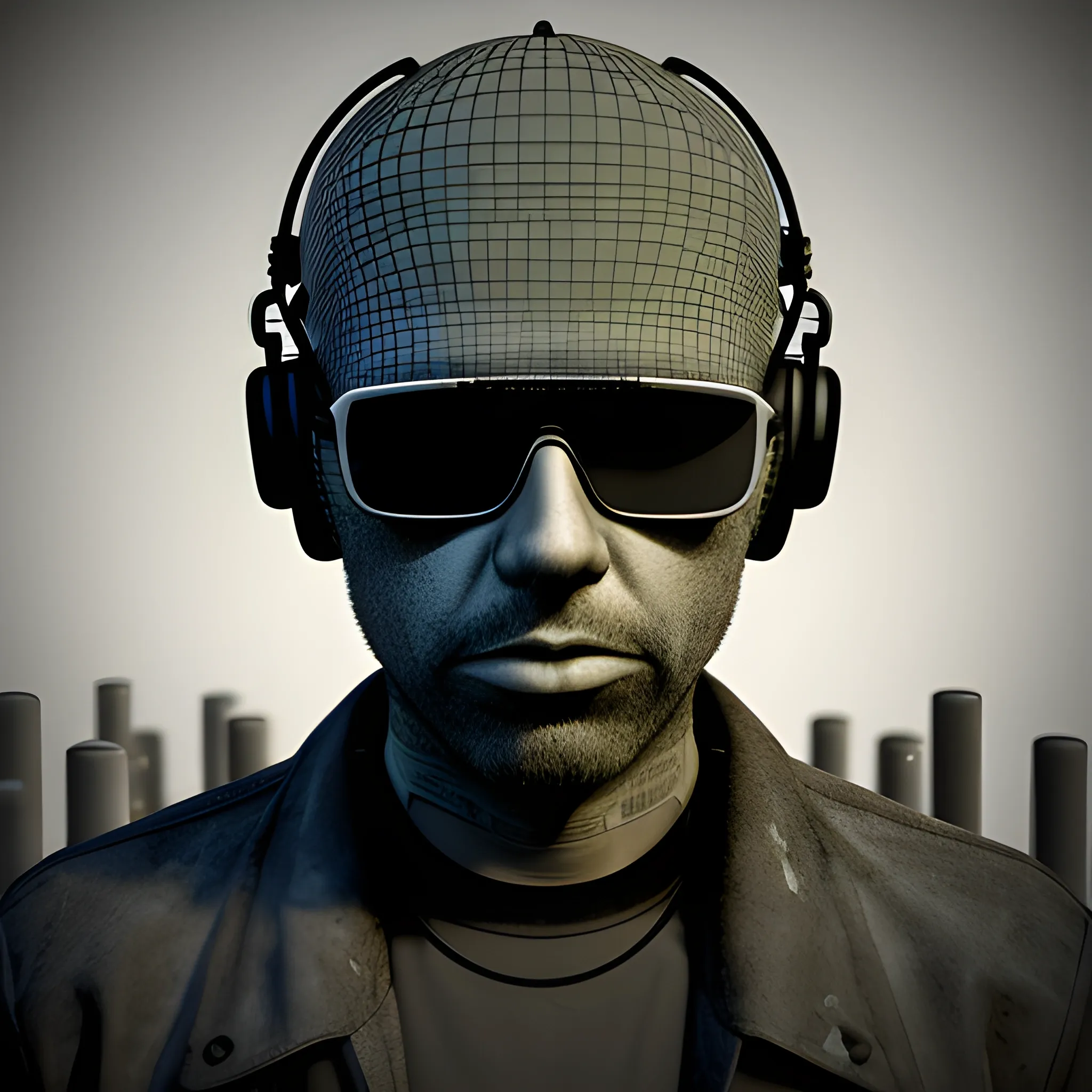 techno underground factory music junk, 3D