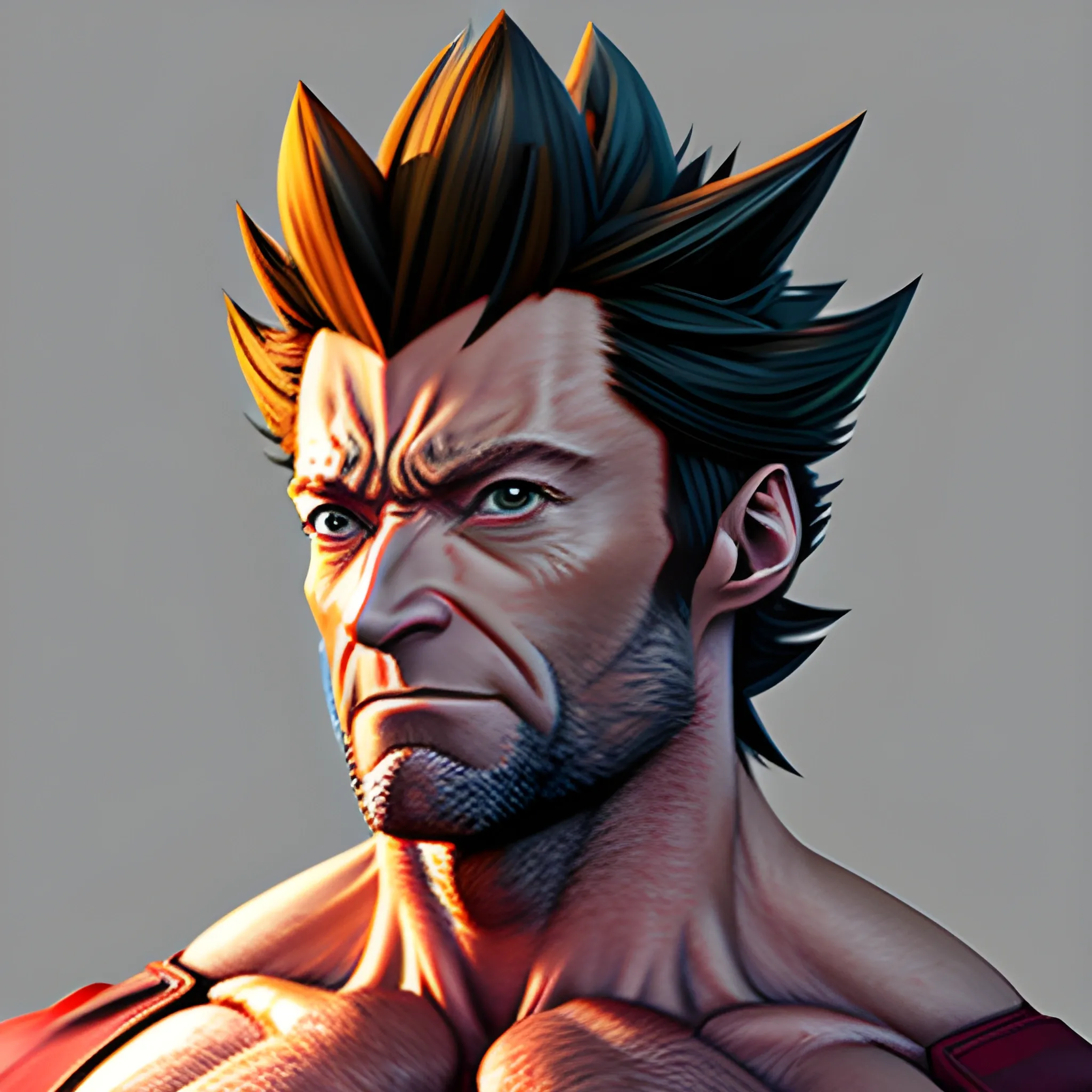 Hugh Jackman as Wolverine anime style, 3D