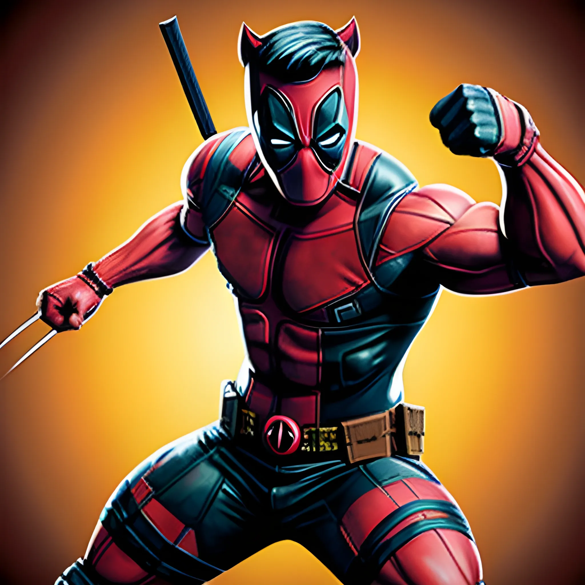 Hugh Jackman as Wolverine fighthing with deadpool,  anime style, 3D