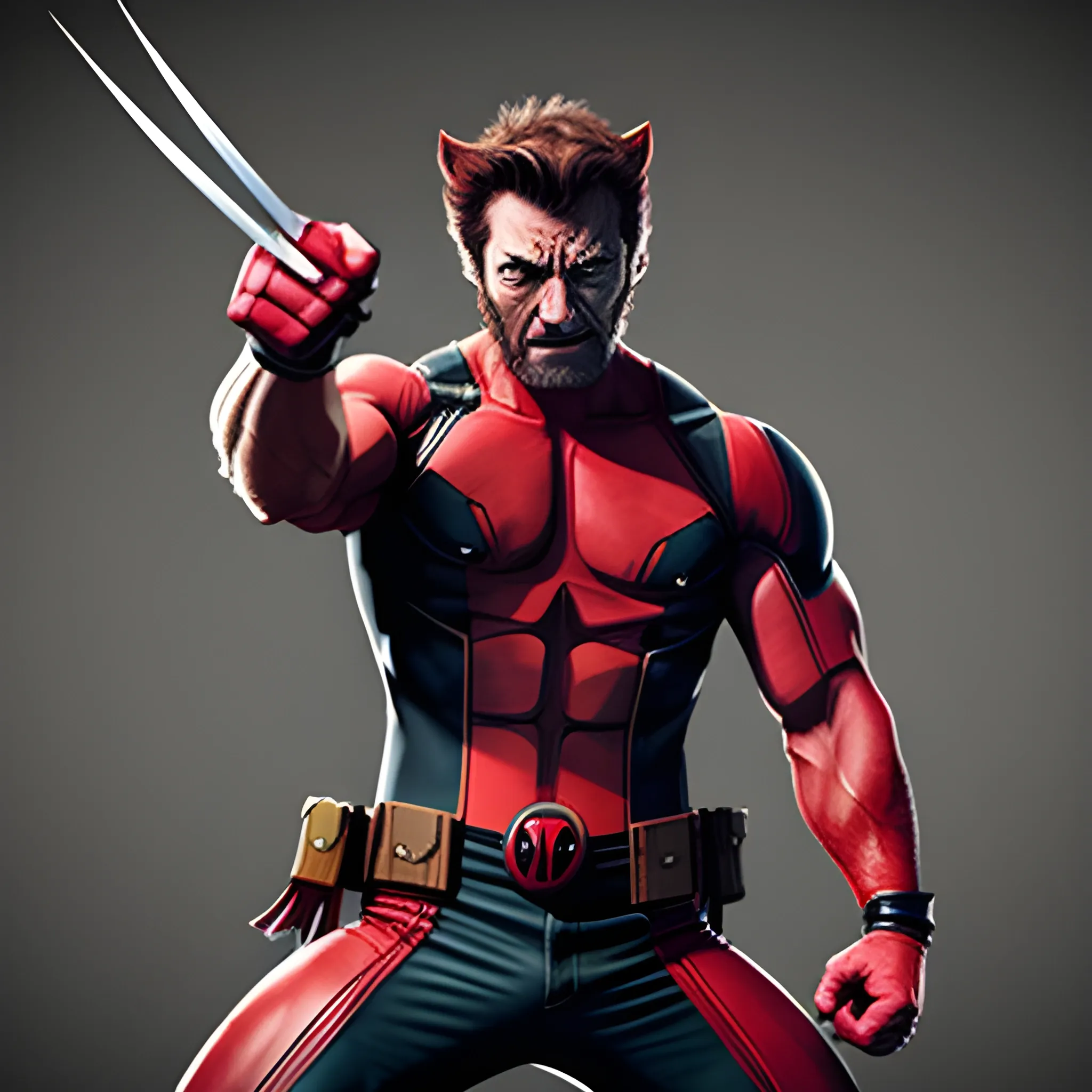 Hugh Jackman as Wolverine, fight with deadpool,  anime style, 3D