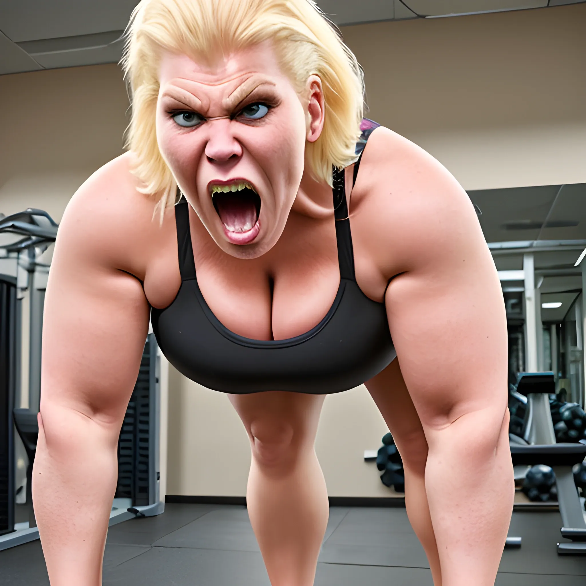 huge tall and strong plus size blonde woman working out with vei... -  Arthub.ai