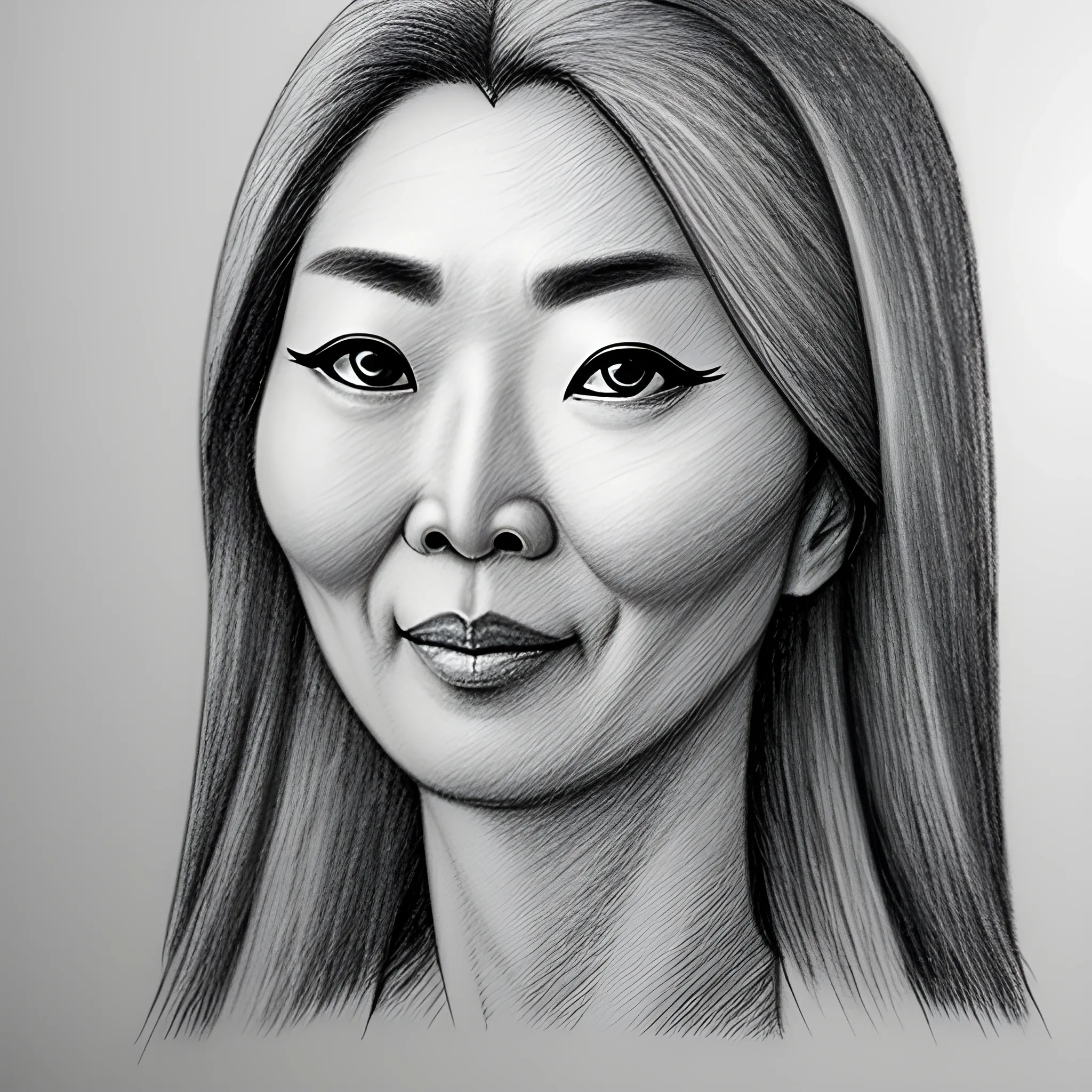 blind oracle, wise, no background, detailed, asian, young woman, eyes covered, Pencil Sketch