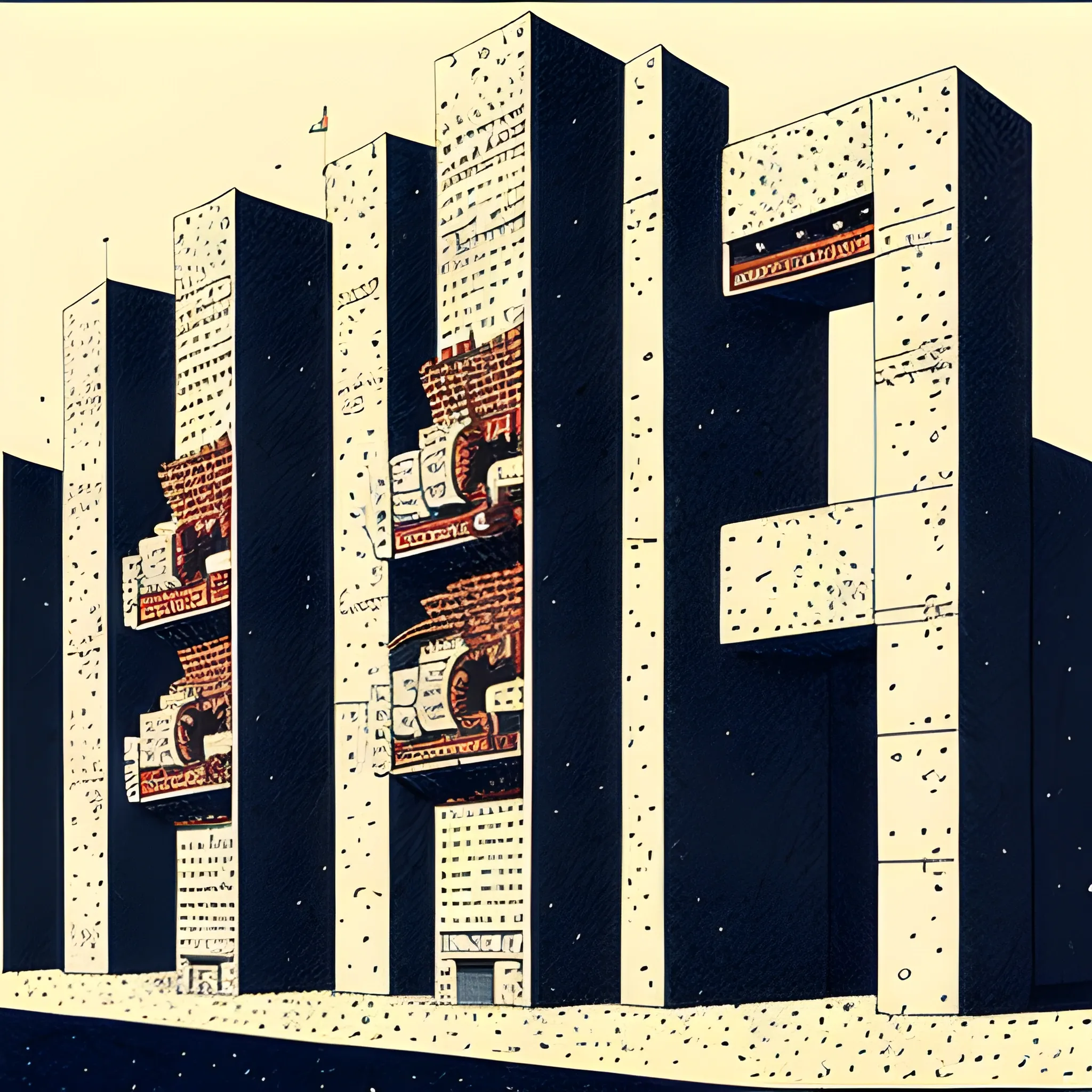  brutalist architecture,  drawn in Jean Giraud art style