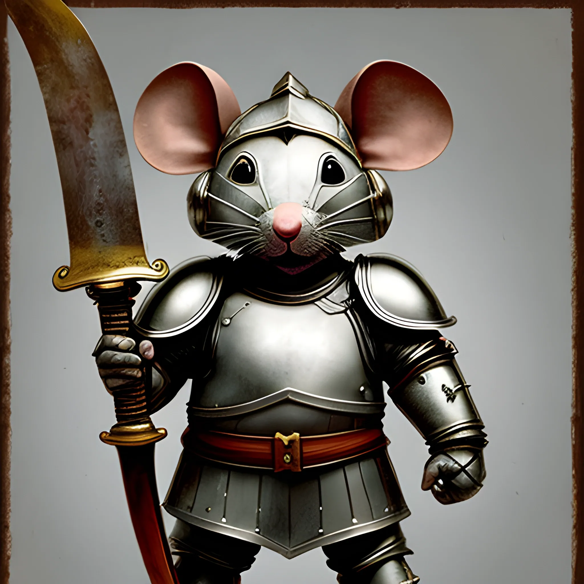 
General Mouse is wearing armor. Holding a sword, Trippy