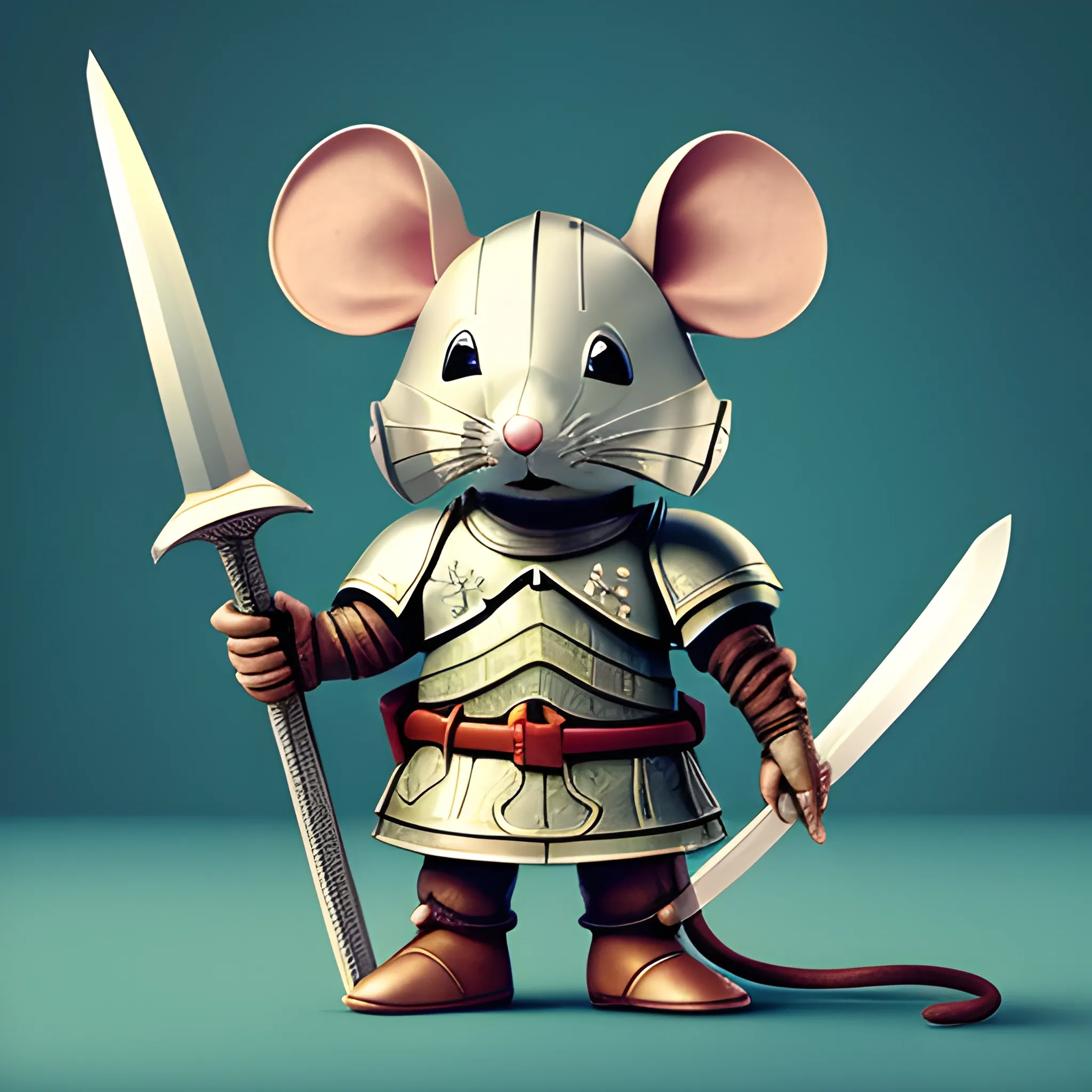 
General Mouse is wearing armor. Holding a sword, Trippy