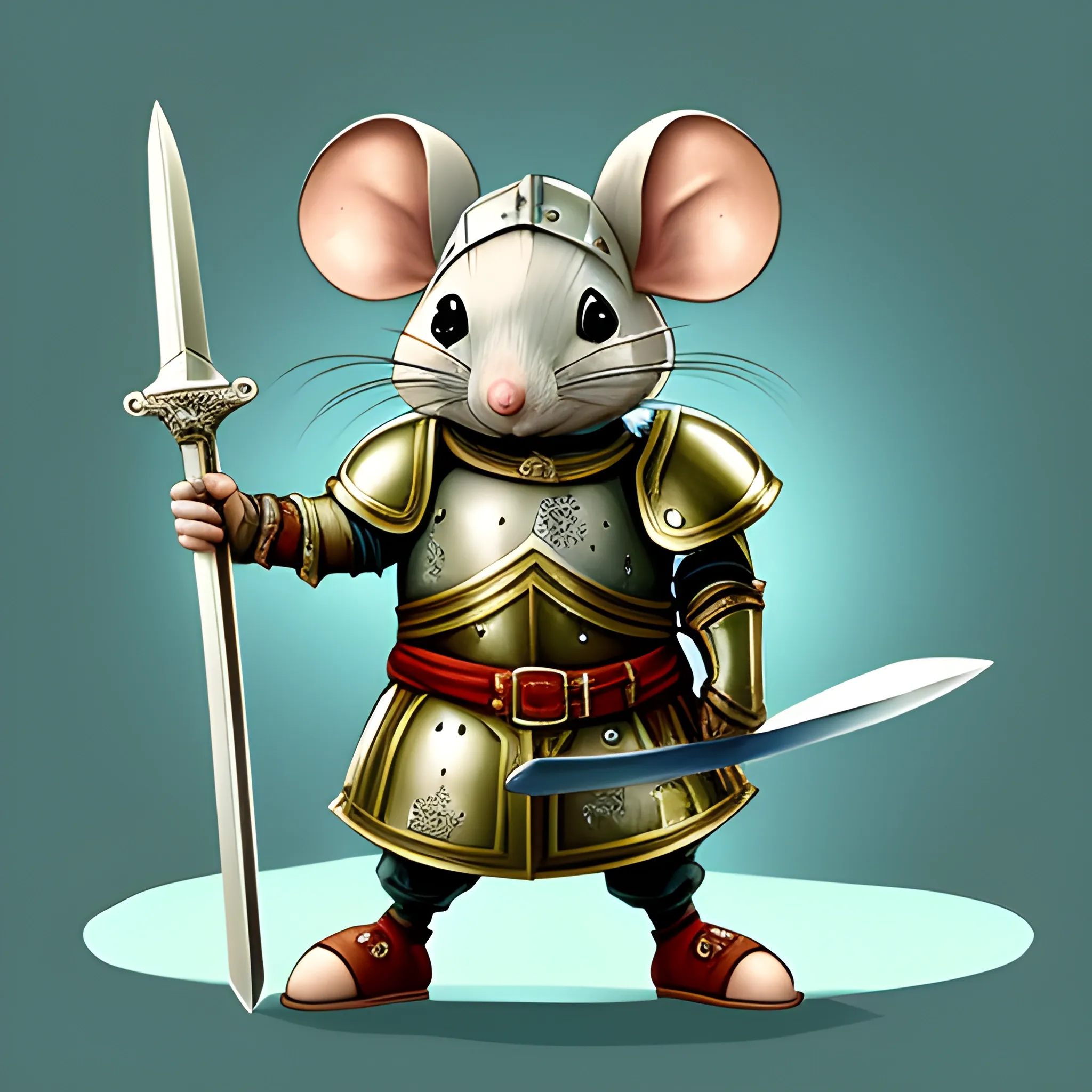 General Mouse is wearing armor. Holding a sword, Trippy