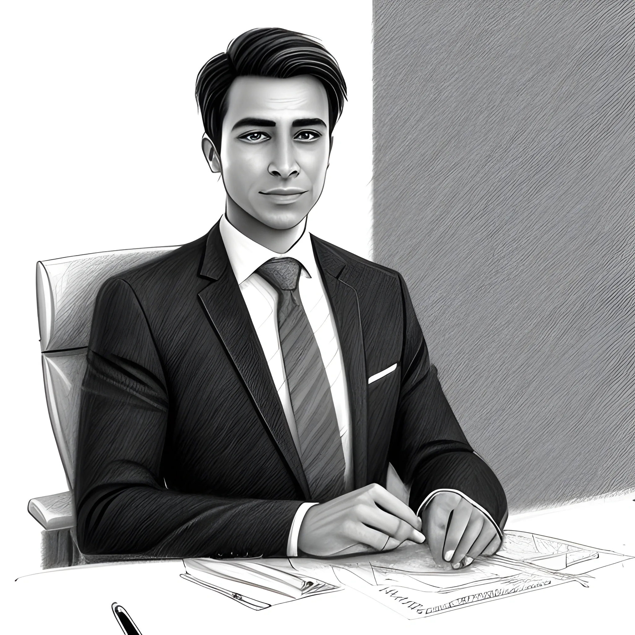 Businessman, visa services, professional, male, for advertising illustration. Pencil Sketch