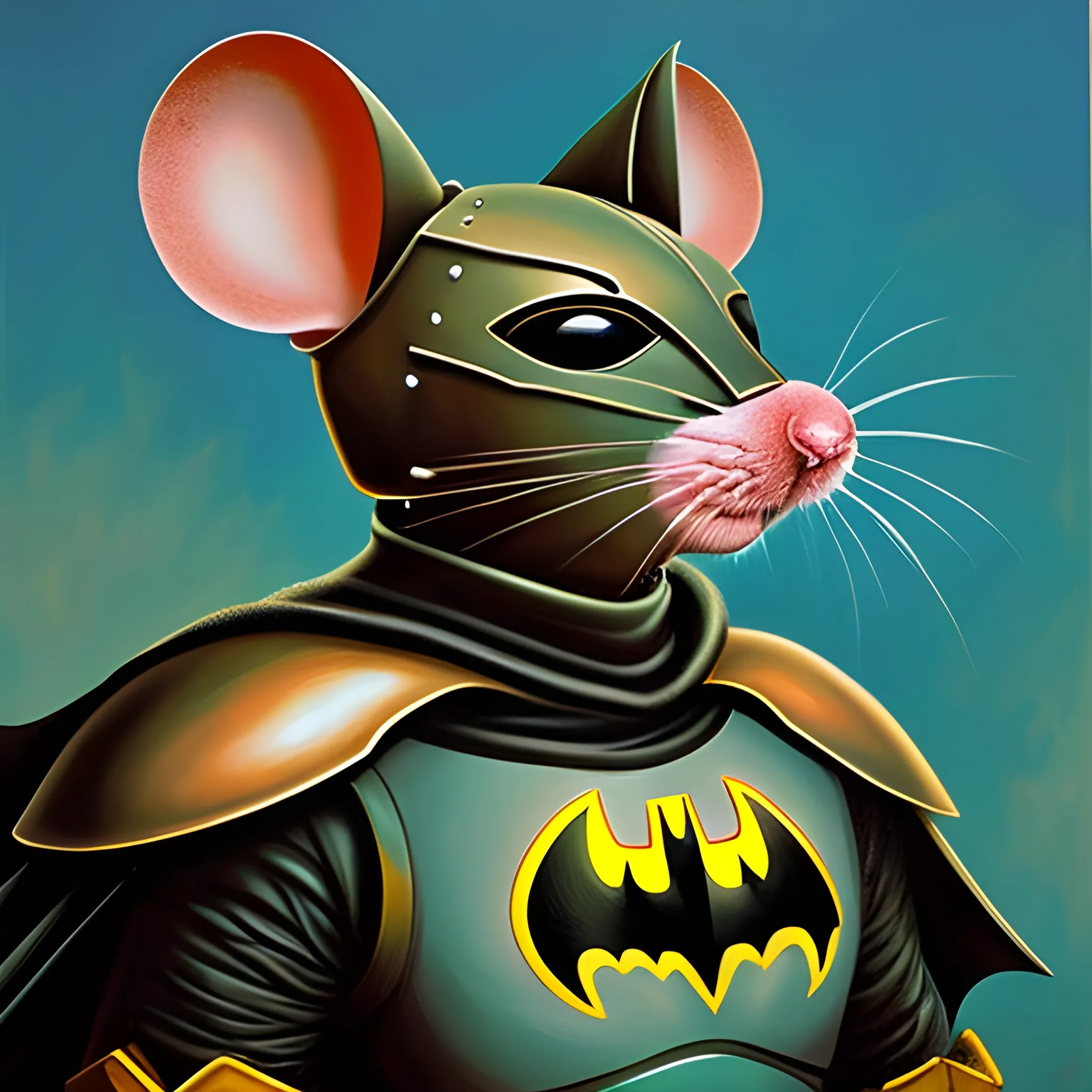 General Mouse is wearing armor. , Oil Painting, Trippy，Just like Batman