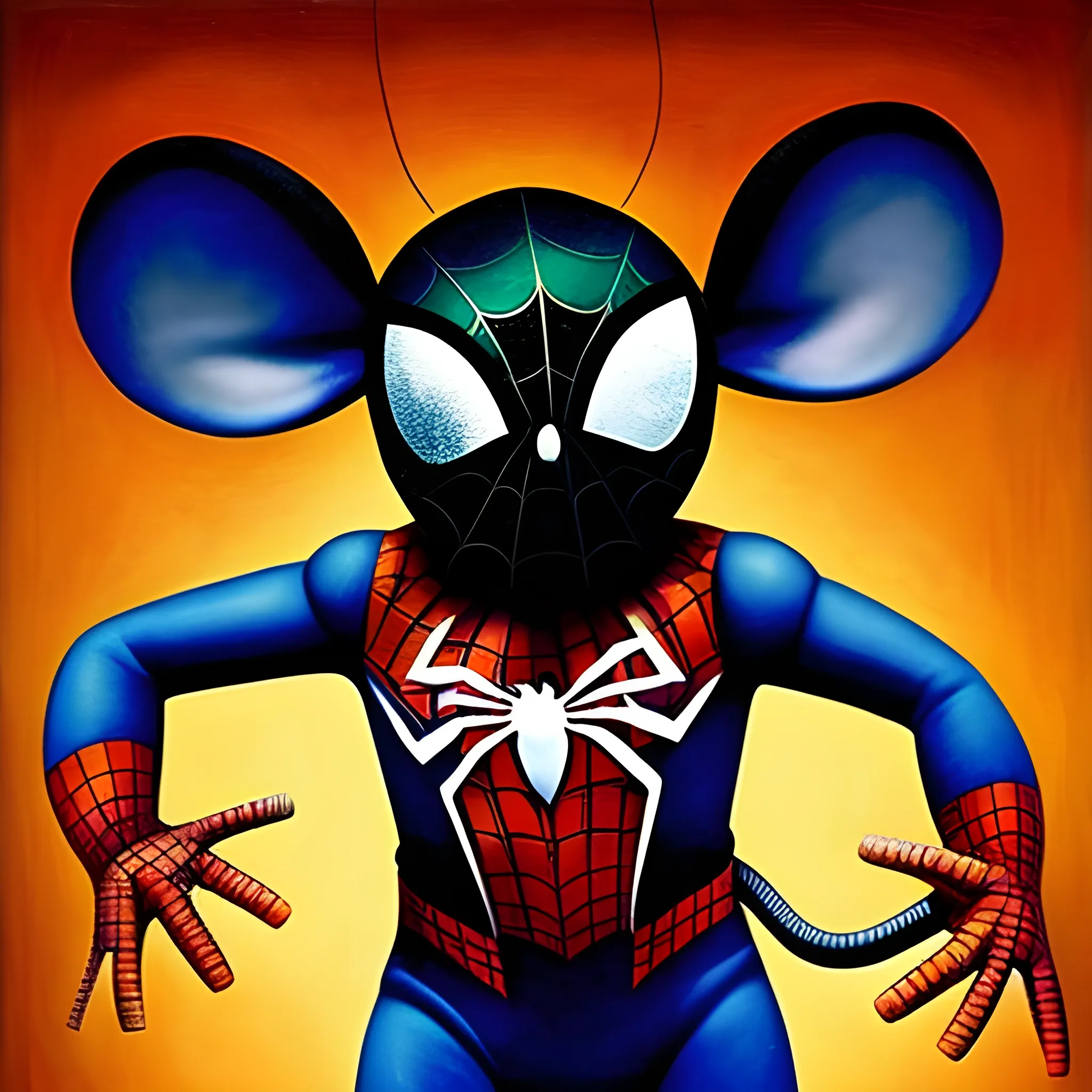 General Mouse Just like Spider Man Oil Painting, Trippy，