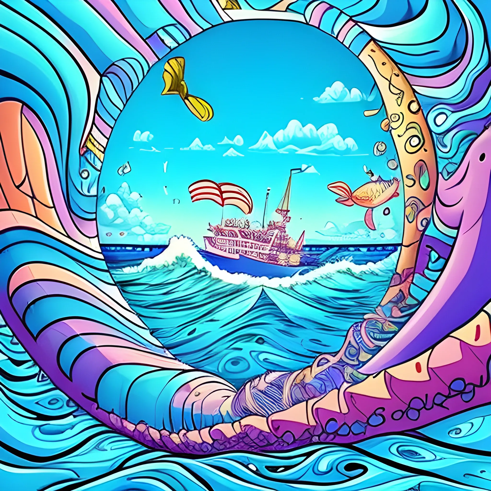 , Cartoon, Trippy, Ocean