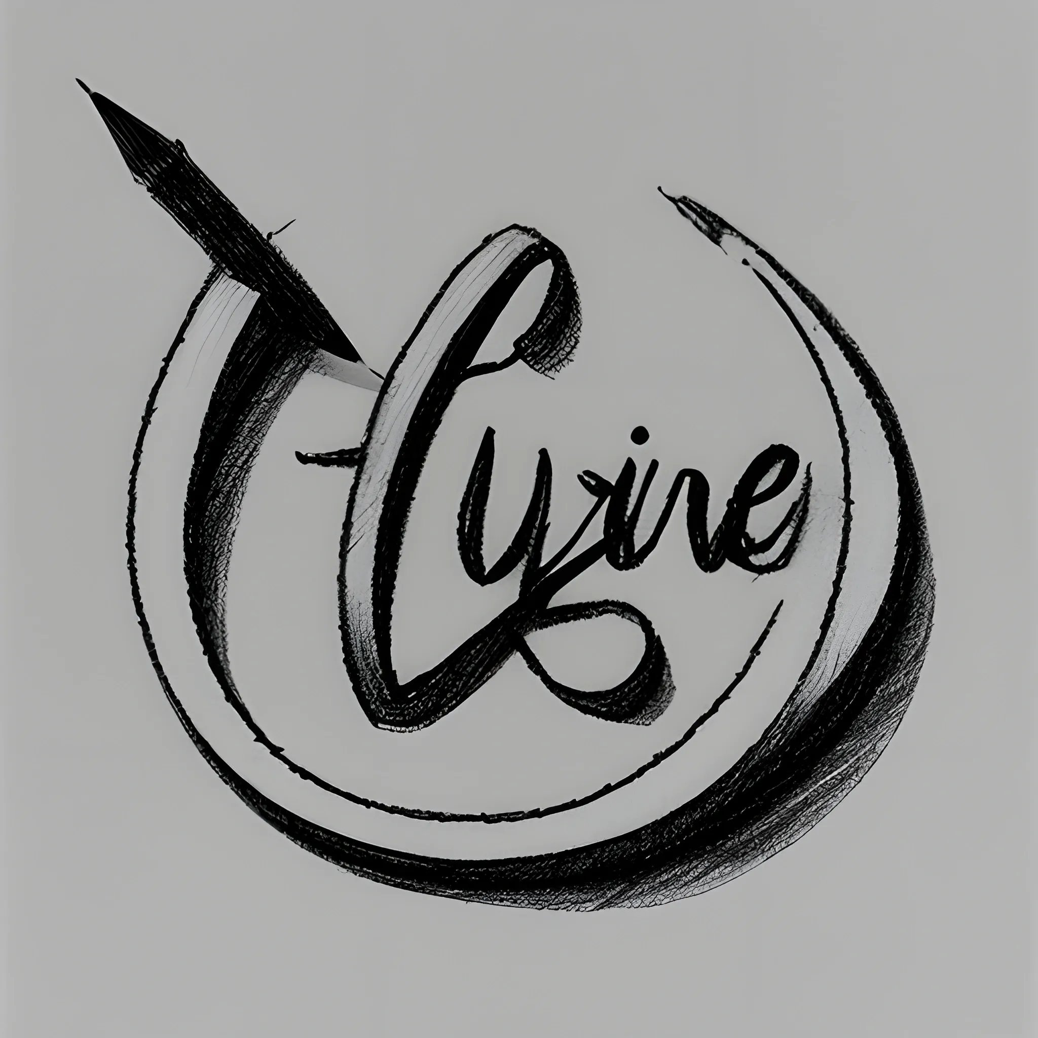 , Trippy, Pencil Sketch, write word "Grunge" logo