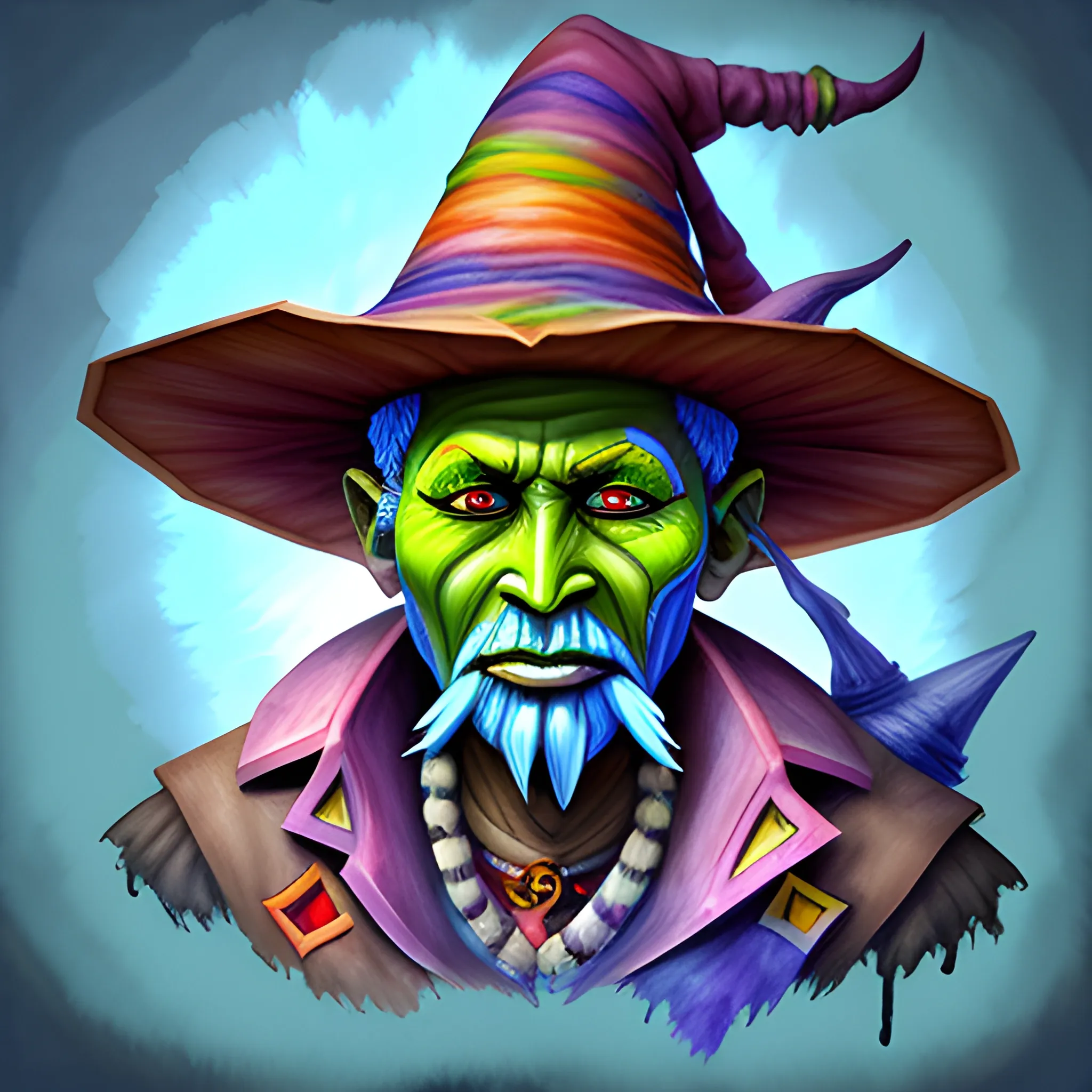  Trippy, 3D, Pencil Sketch, Cartoon, Water Color, Oil Painting witch doctor from the game dota 2