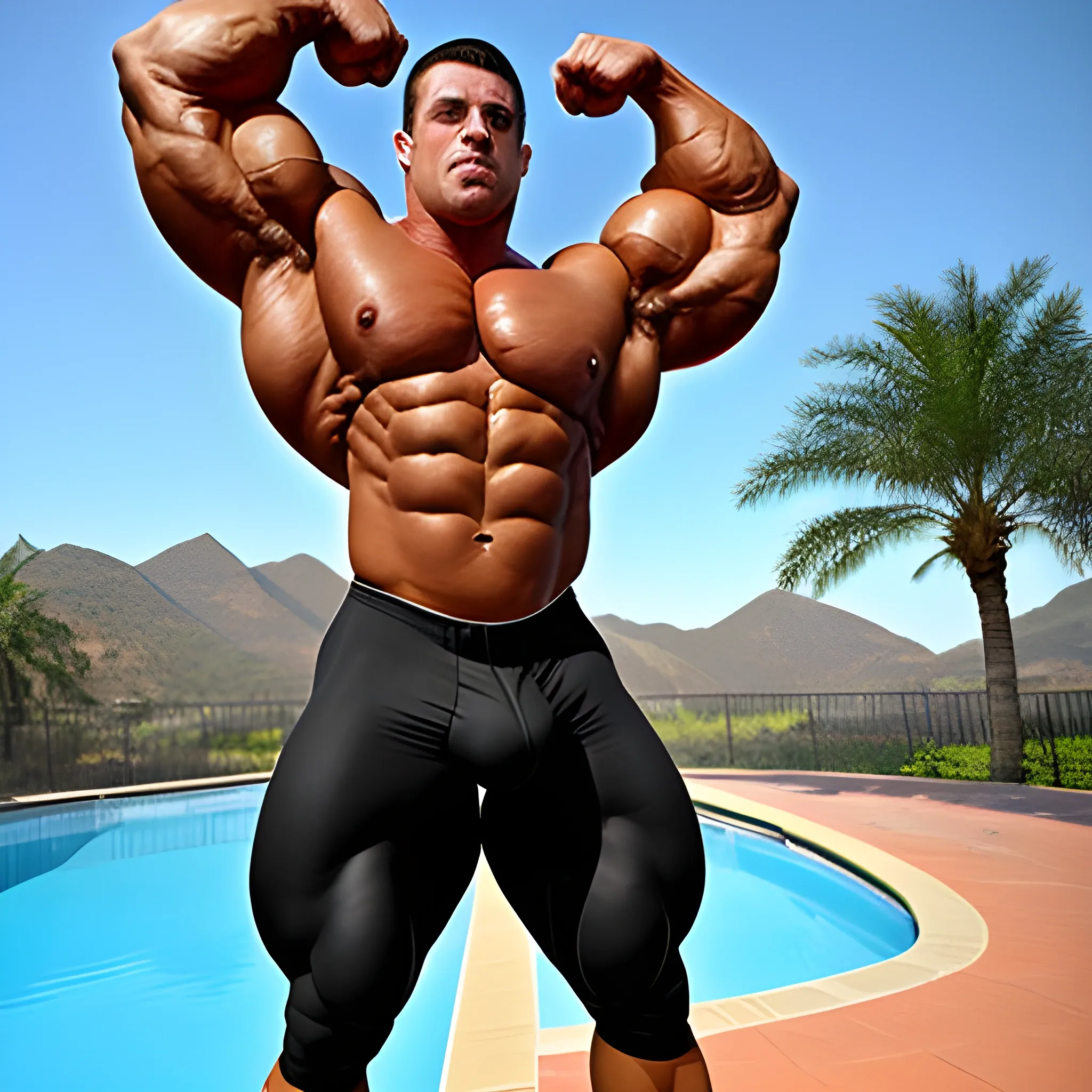 Muscular Beefy Bodybuilder Wearing A Black Skintight Shirt Ext Arthub Ai