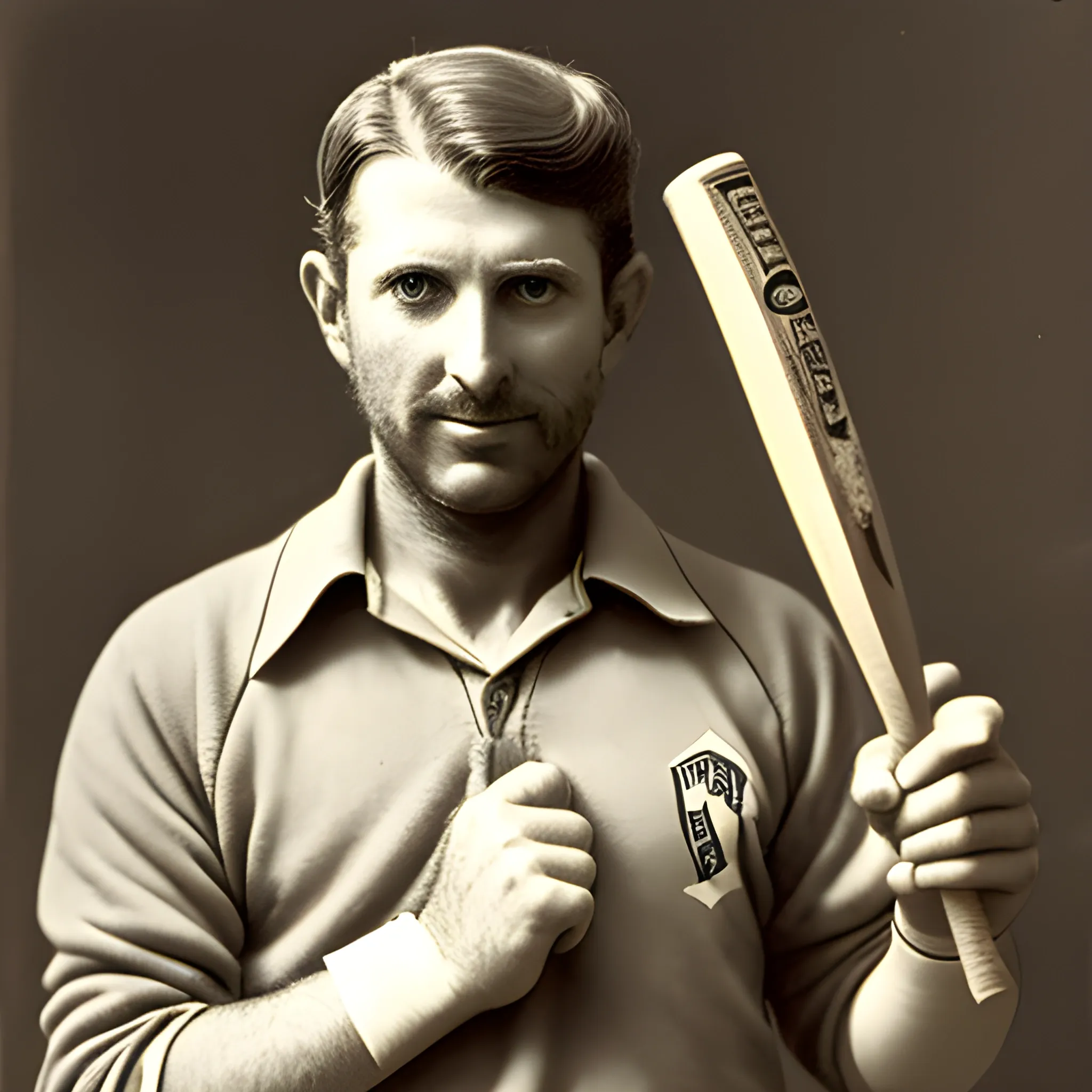 A man with cricket bat hold in his hand