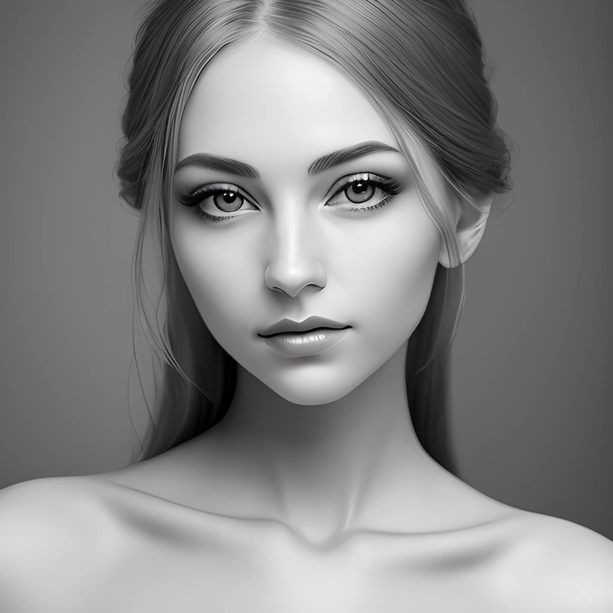 Portrait of beautiful woman, gray tones, solemn and elegant, professional photography