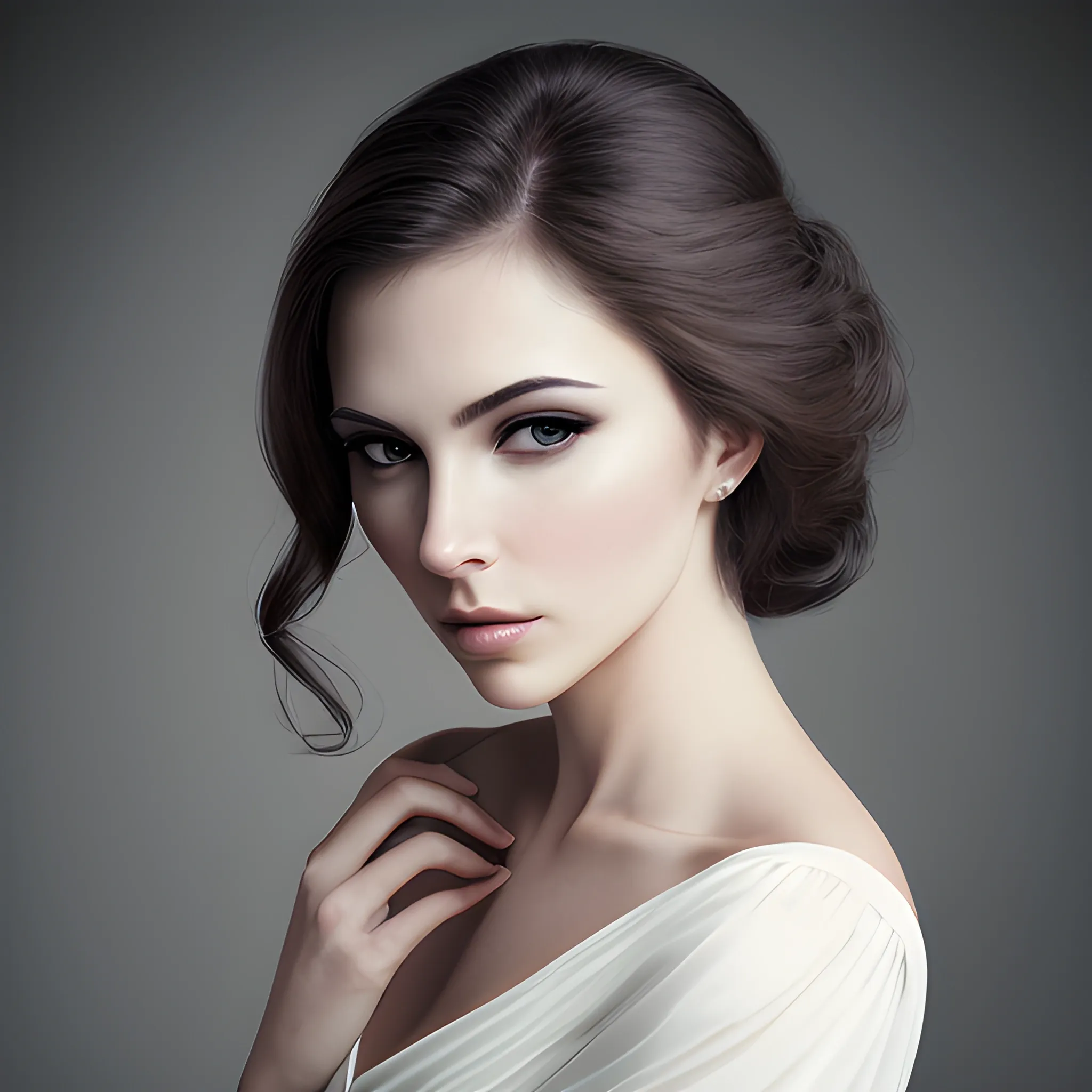 Portrait of beautiful woman, solemn and elegant, professional photography