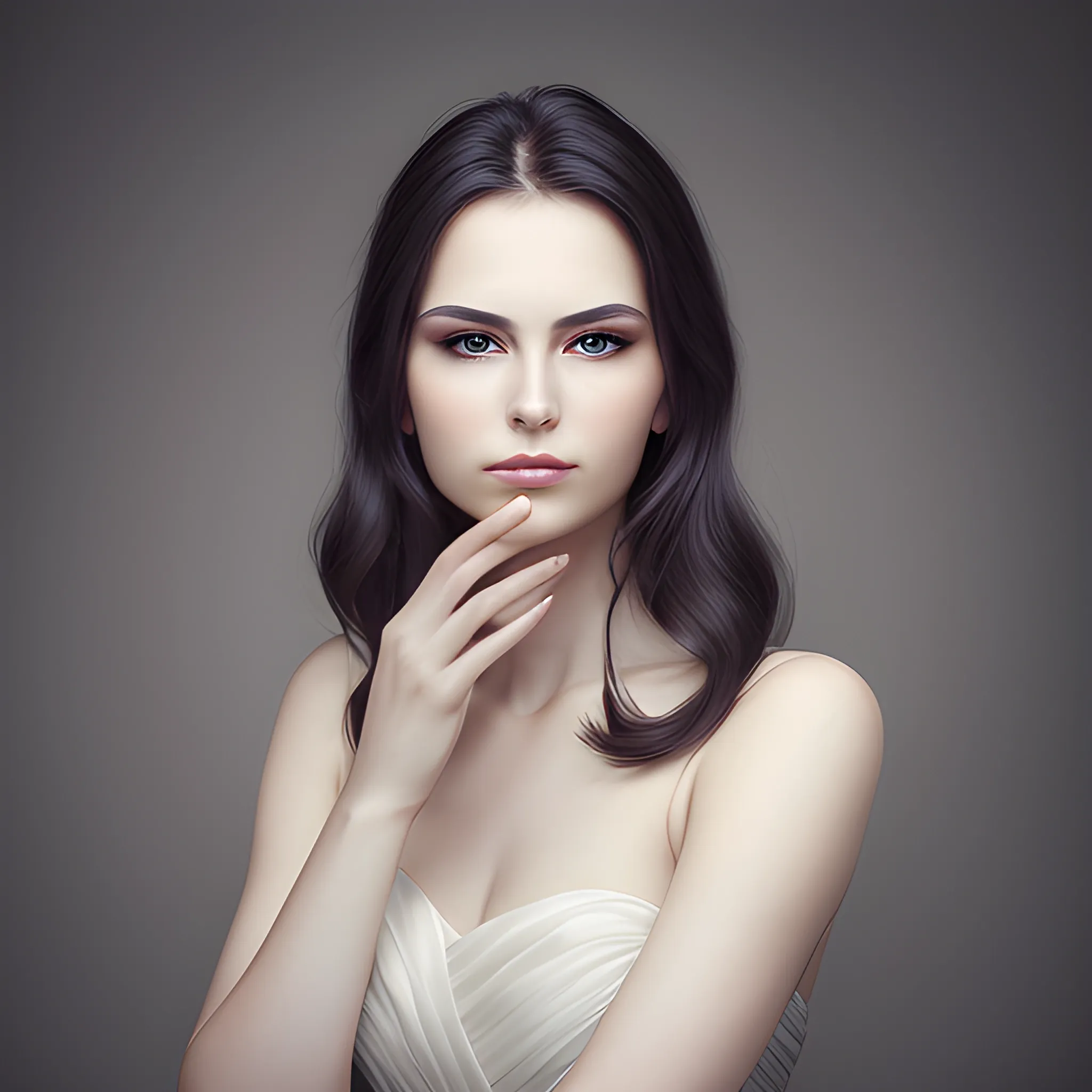 Portrait of beautiful woman, solemn and elegant, professional photography