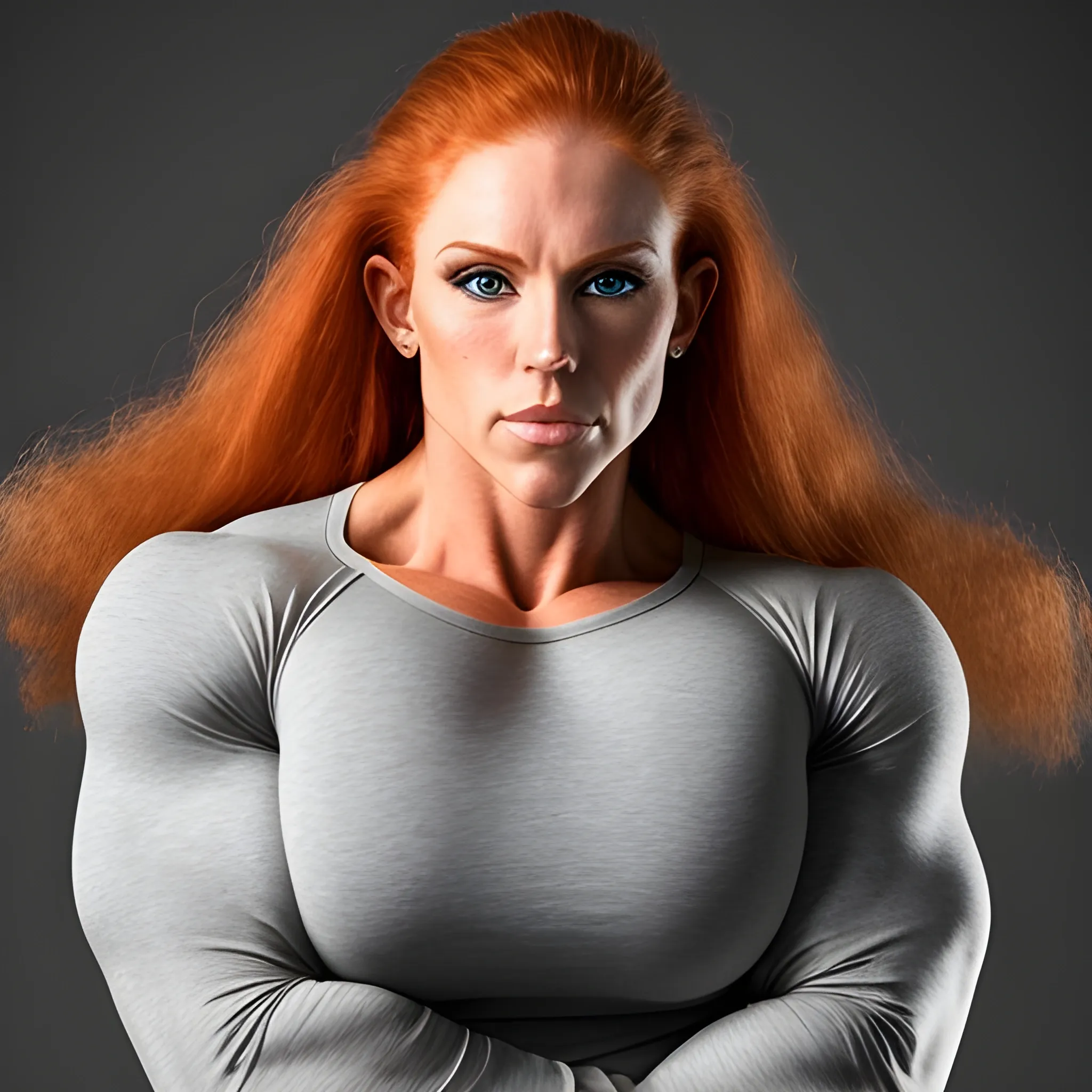 Massive female bodybuilder with beautiful face and long ginger h... -  Arthub.ai