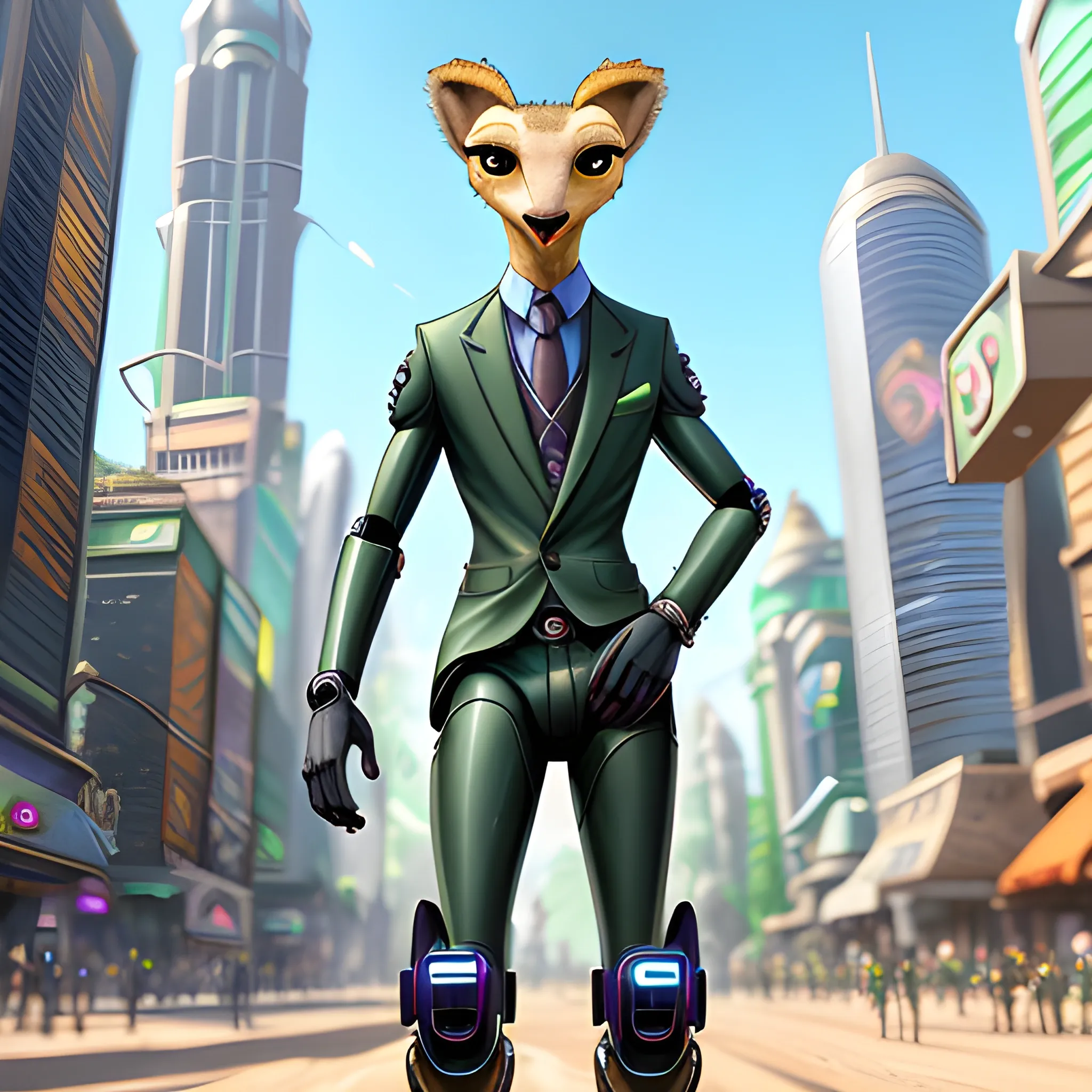 digital detailed full body of anthromorphic male ostrich, in style of zootopia, zootopia, fursona, furaffinity, 4k, deviantart, furry art, fursona art, wearing robotic outfit, in style of zootopia, ostrich fursona, cyberpunk, detailed face, energy, collorfull, vibratte, robotic, green