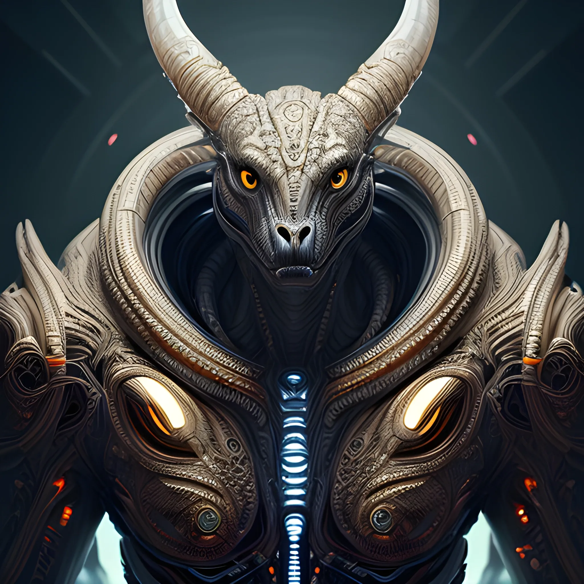 A detailed and intricate digital art piece in a cinematic style, this ultra high resolution portrait of a powerful alien beast is a true masterpiece. The beautiful lighting and playful design make it a trend-setter on ArtStation. A true award-winning work., realistic photo
