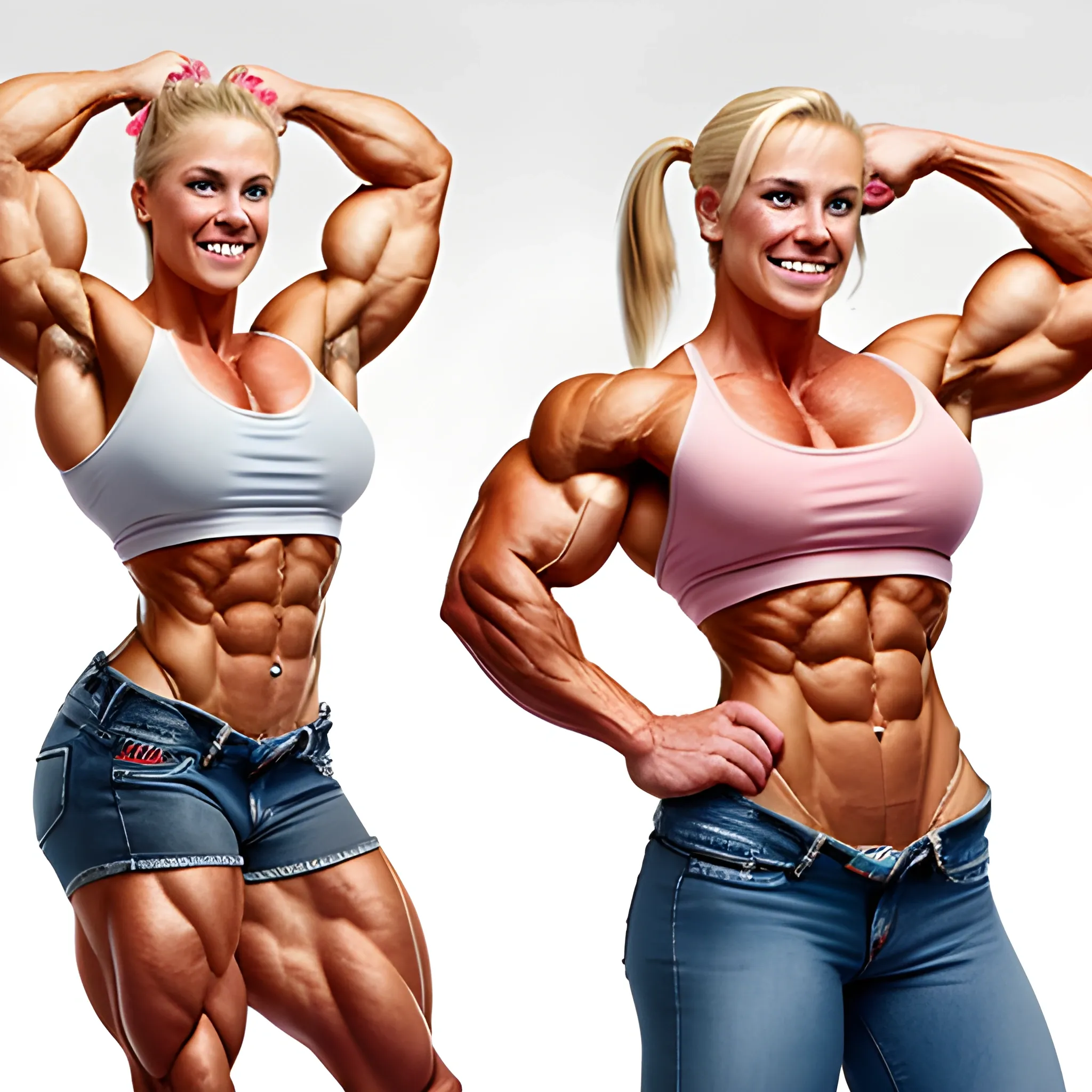 a triumphant beautiful Swedish massive female bodybuilder with ... -  Arthub.ai