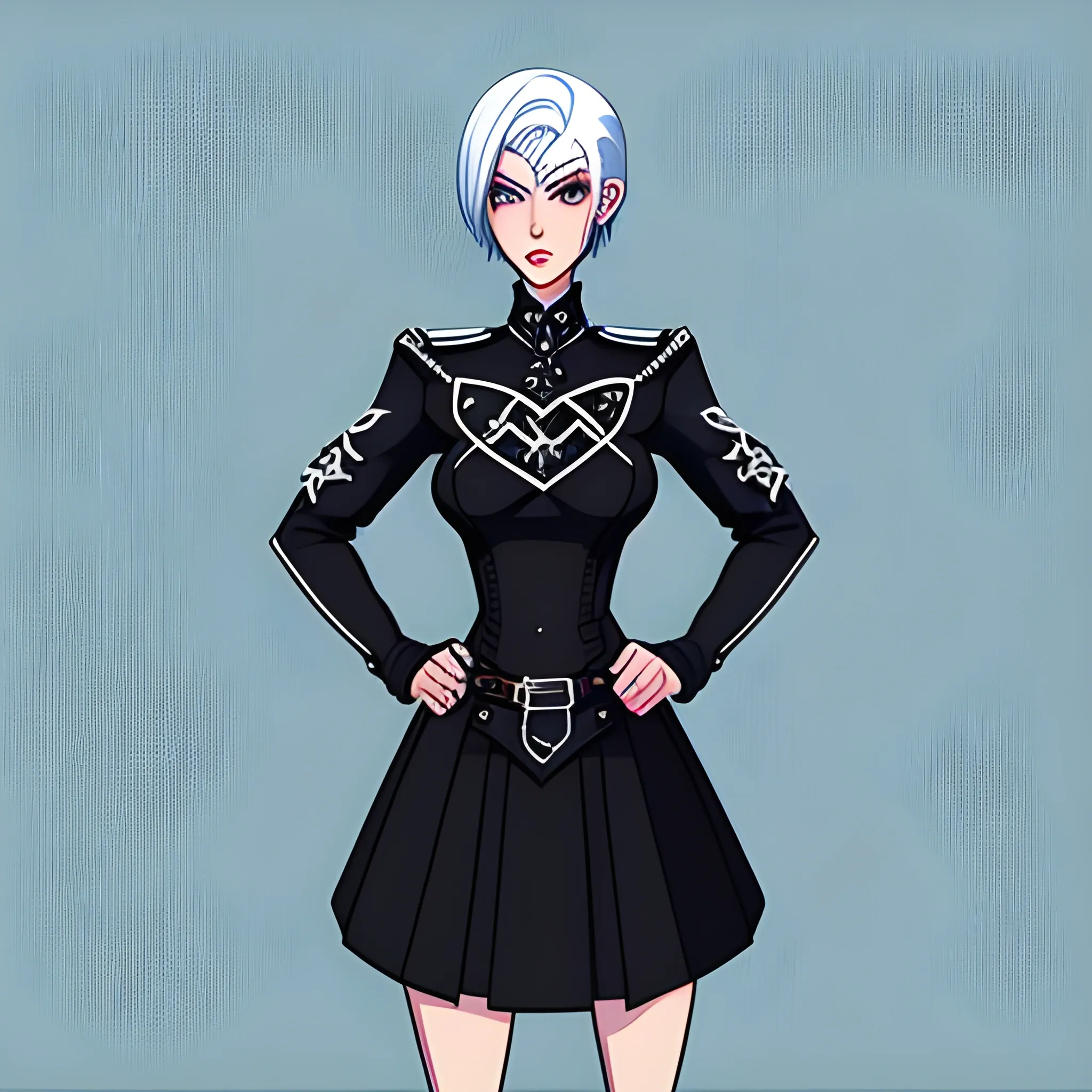 90s gal game art style, white straight short hair girl, blue eye... -  Arthub.ai