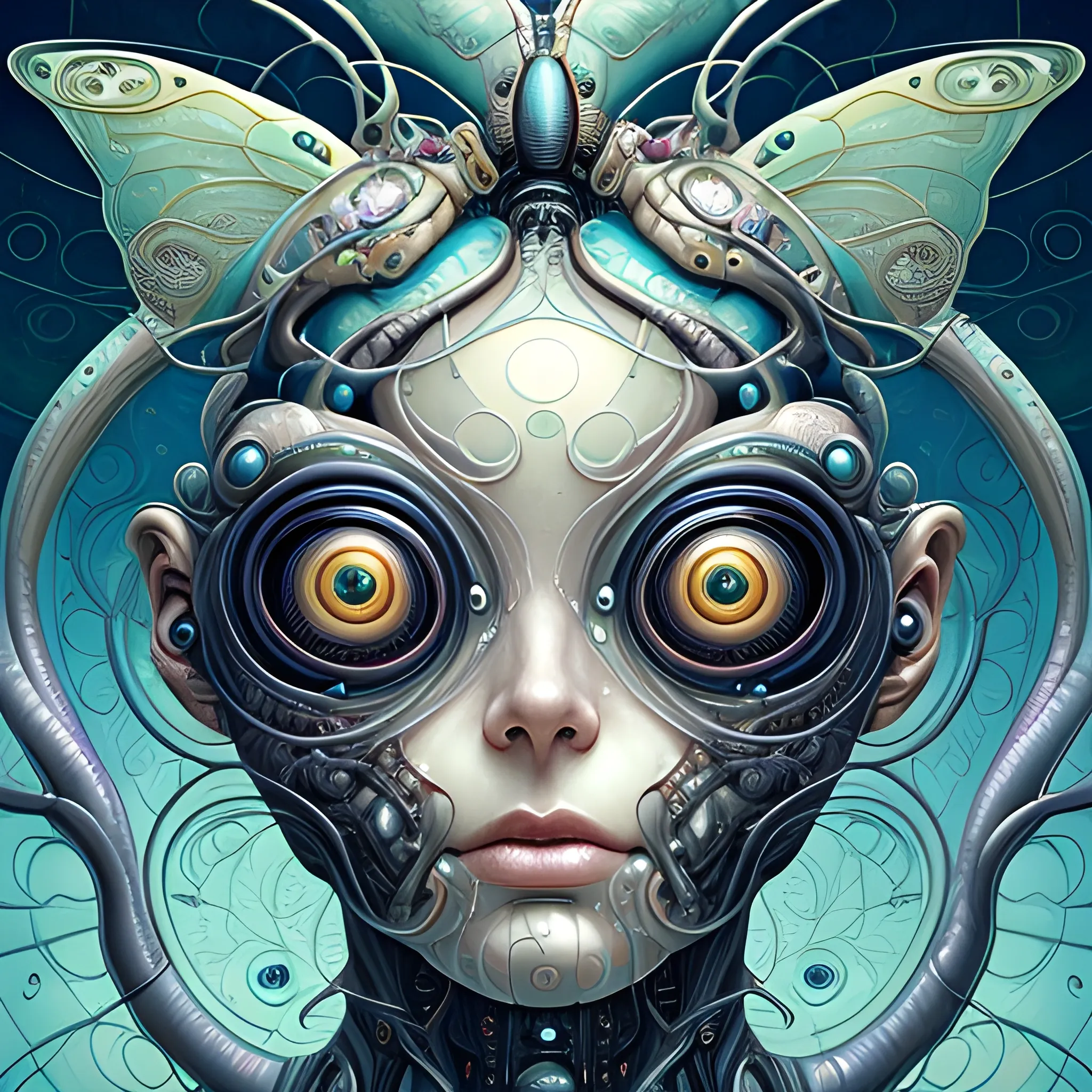 biomorphic android cyborg beautiful woman butterfly, portrait, close up, hyperdetailed, Daniel Merriam, Naoto Hattori, Peter Gric, Victo Ngai
Steps: 30, Sampler: DPM++ 2M Karras, CFG scale: 7, Seed: 2507110019
, 3D