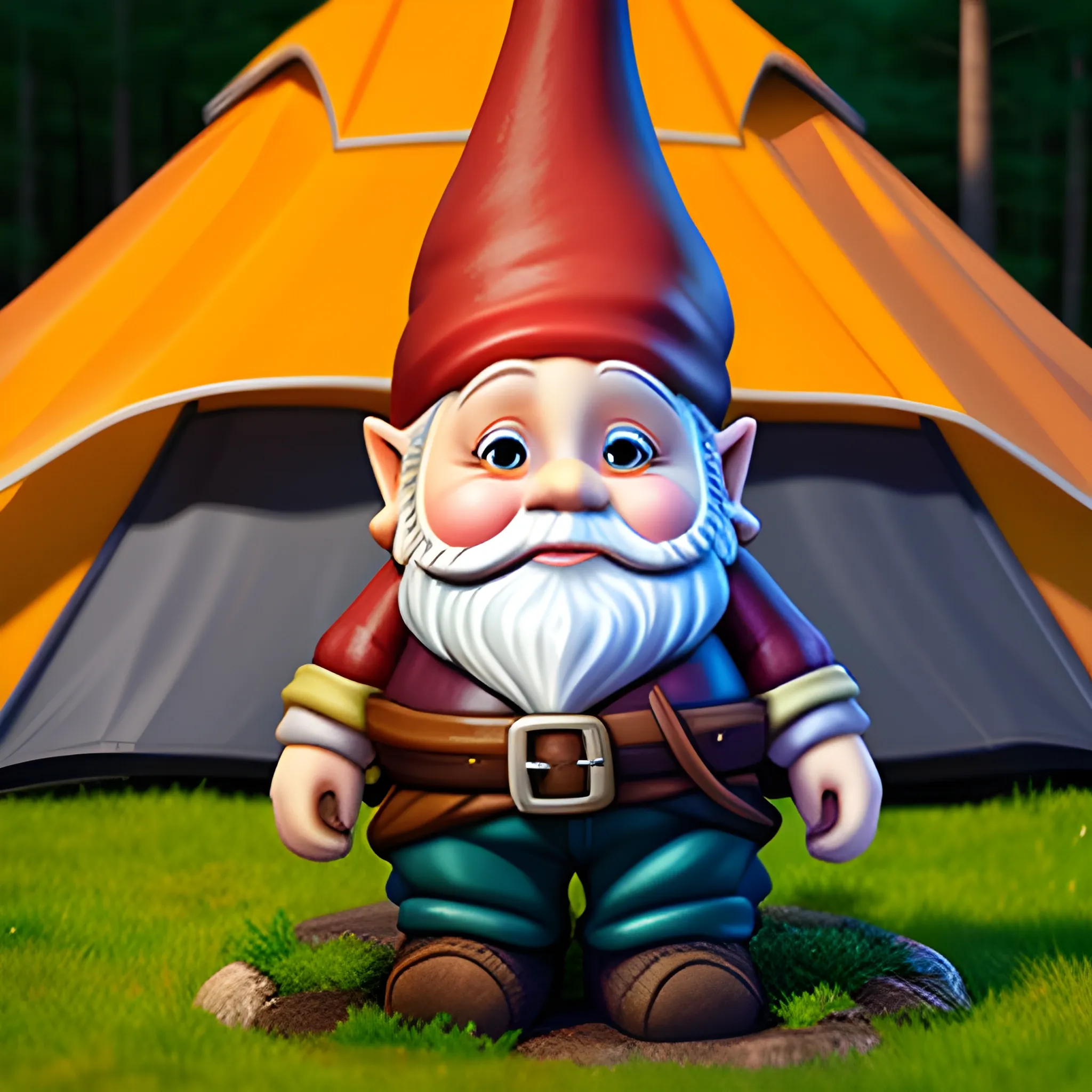 gnome infront of a tent