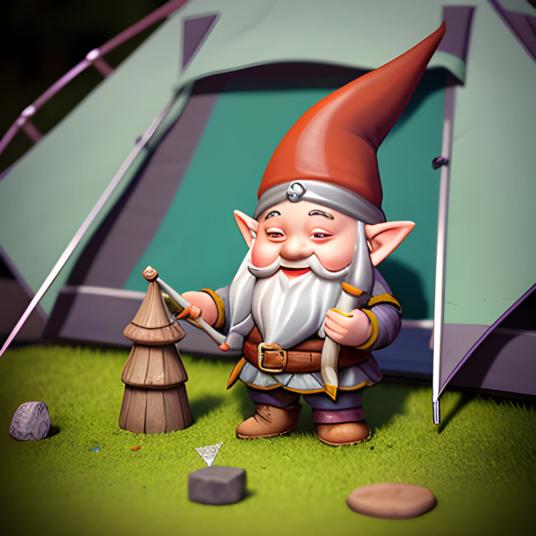 dnd gnome infront of a tent