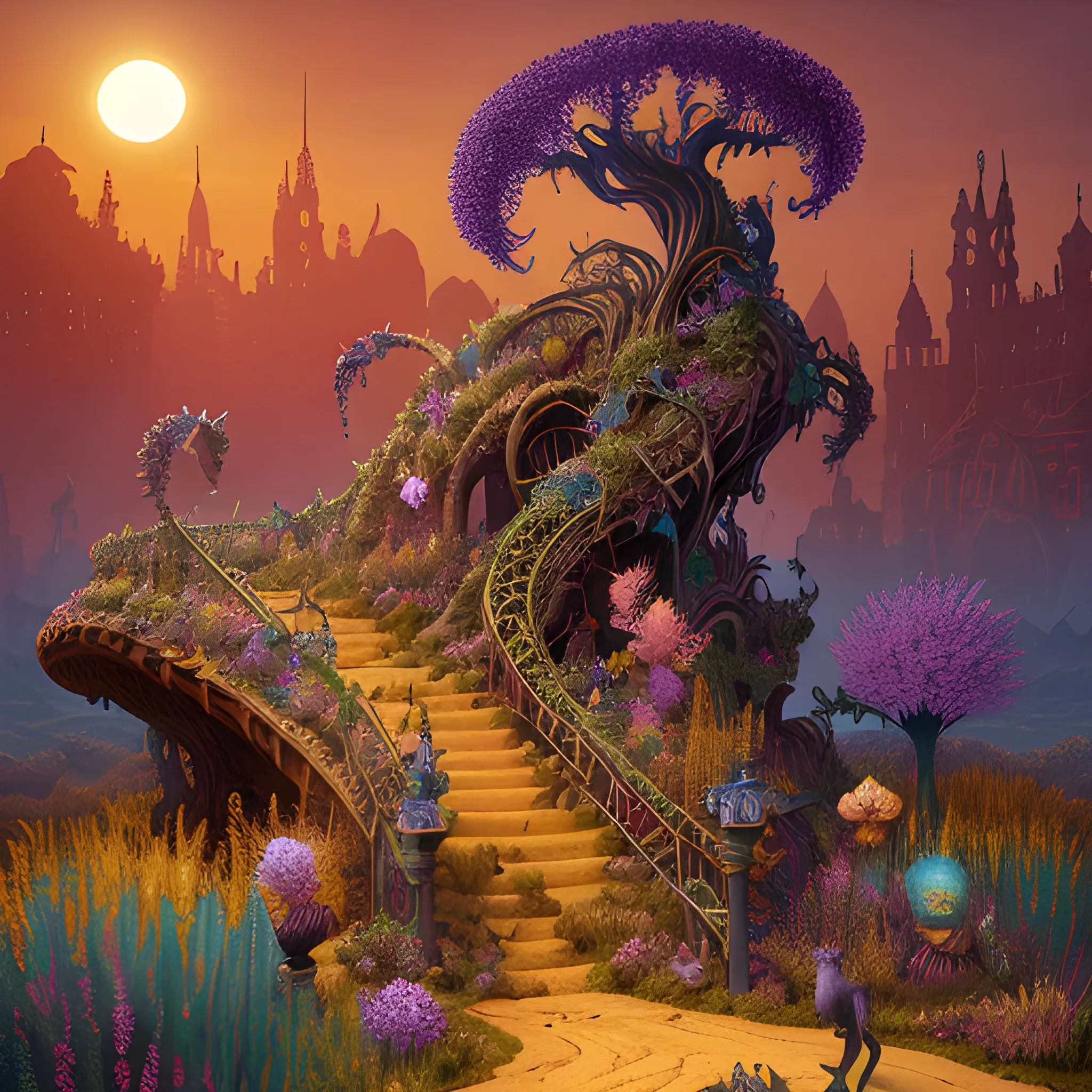 Fantasy wasteland filled with strange creatures, vines and blossoms, intricate, volumetric lighting, beautiful, rich deep colours masterpiece, golden hour, sharp focus, ultra detailed, in the art style of Dalmatian and Angus McBride, astroph
seed: 1041009638 | scale: 5.5 | steps: 27, Cartoon