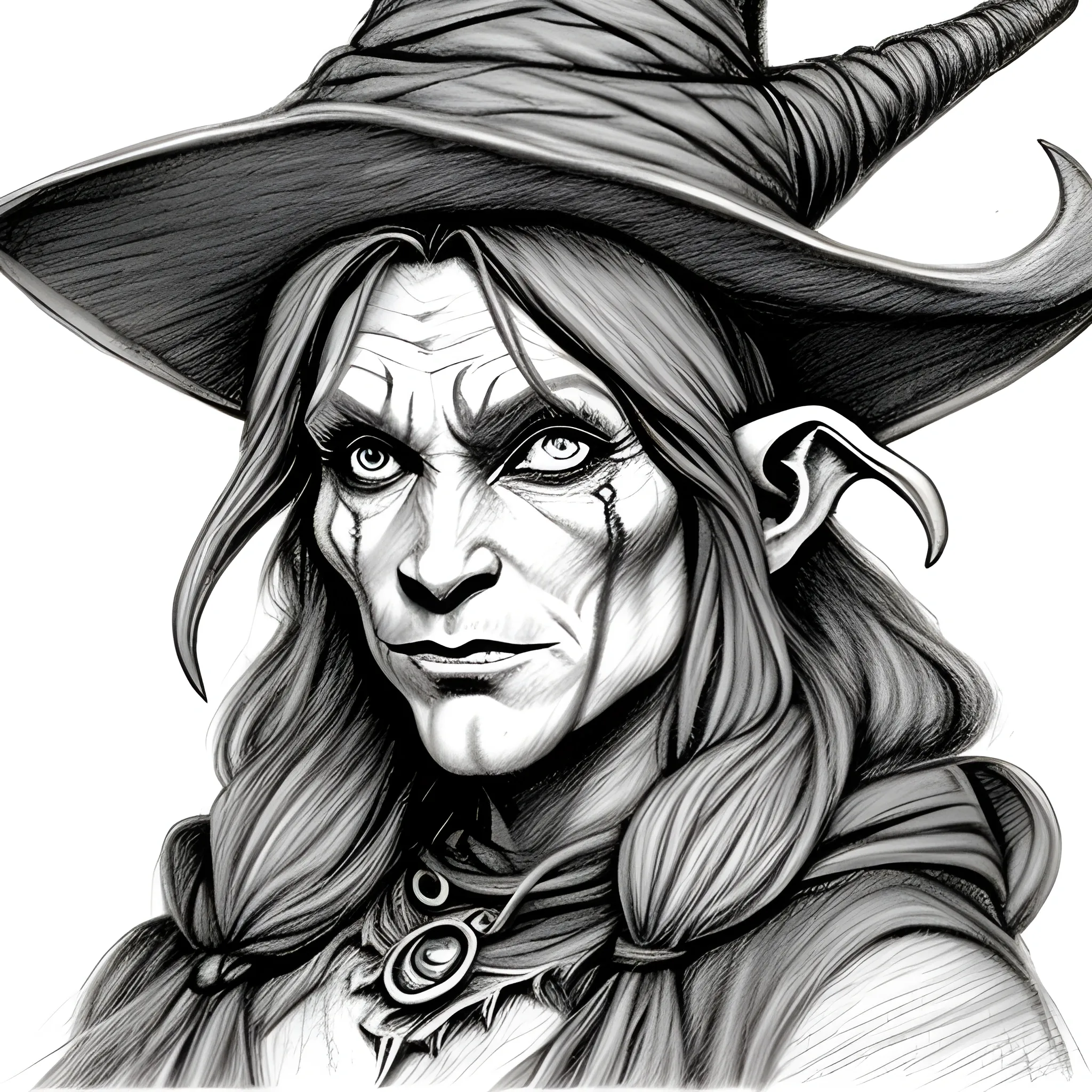 Coven of the wicked Firbolg witch
, Pencil Sketch