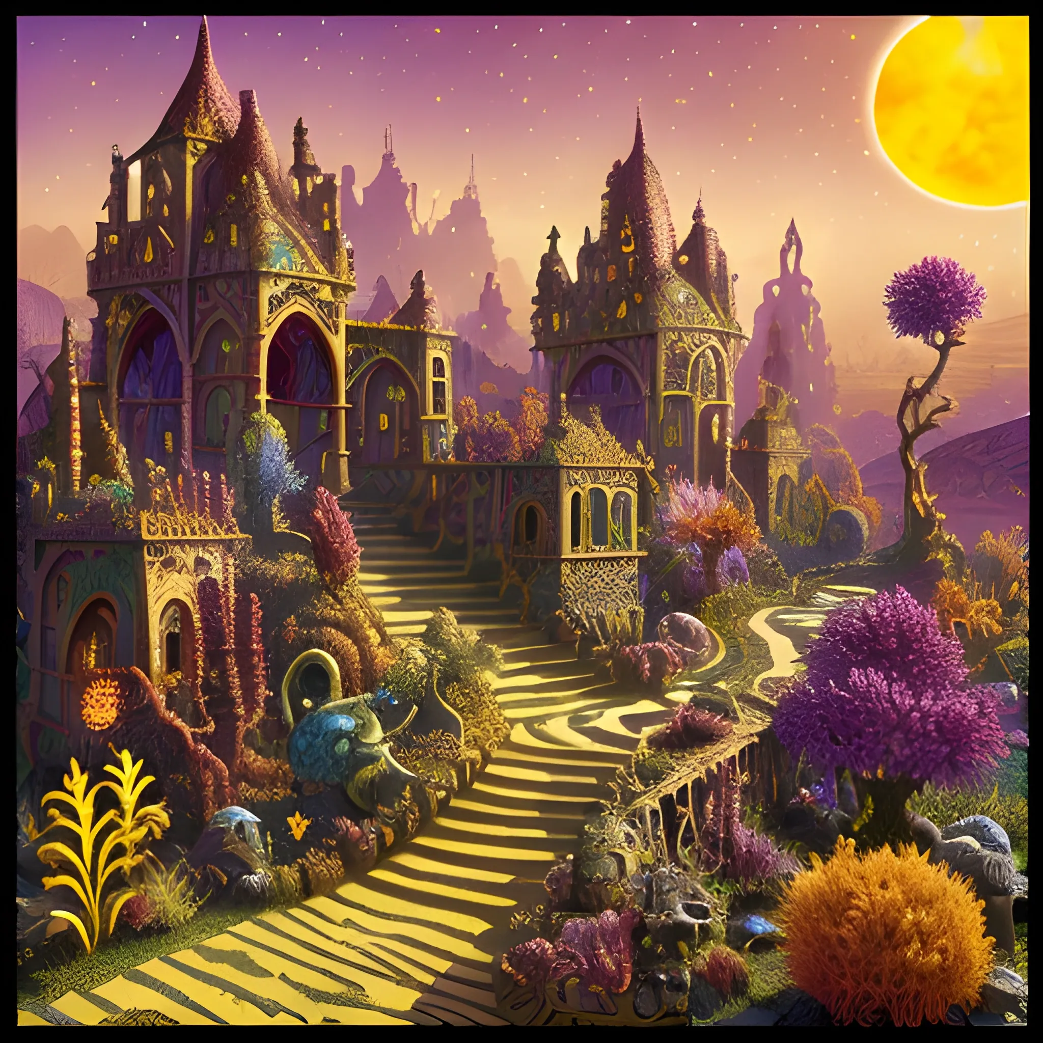 Fantasy wasteland filled with strange creatures, vines and blossoms, intricate, volumetric lighting, beautiful, rich deep colours masterpiece, golden hour, sharp focus, ultra detailed, in the art style of Dalmatian and Angus McBride, astroph
seed: 1041009638 | scale: 5.5 | steps: 27, Water Color