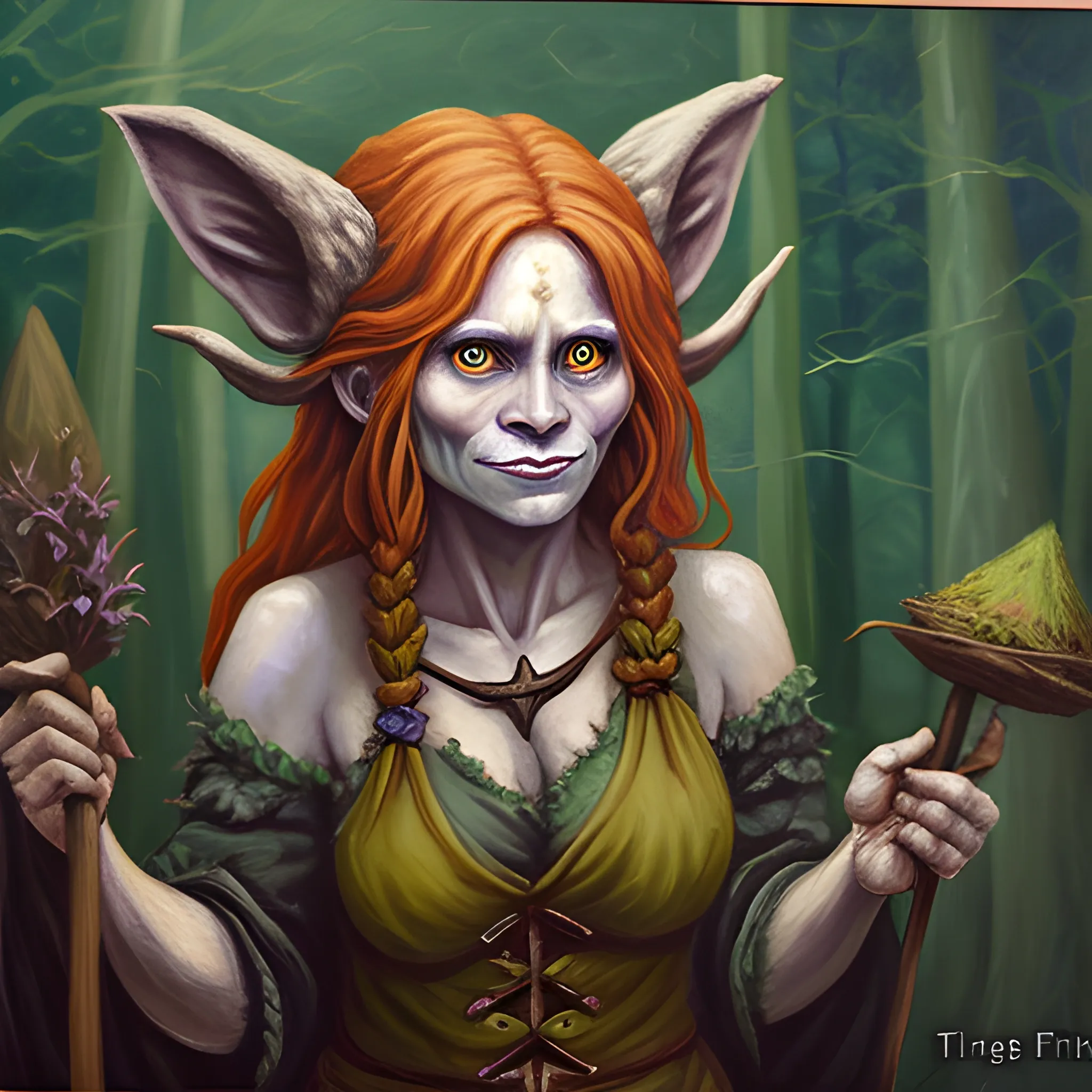 Firbolg, female, Witch,Coven of the wicked 

Oil Painting