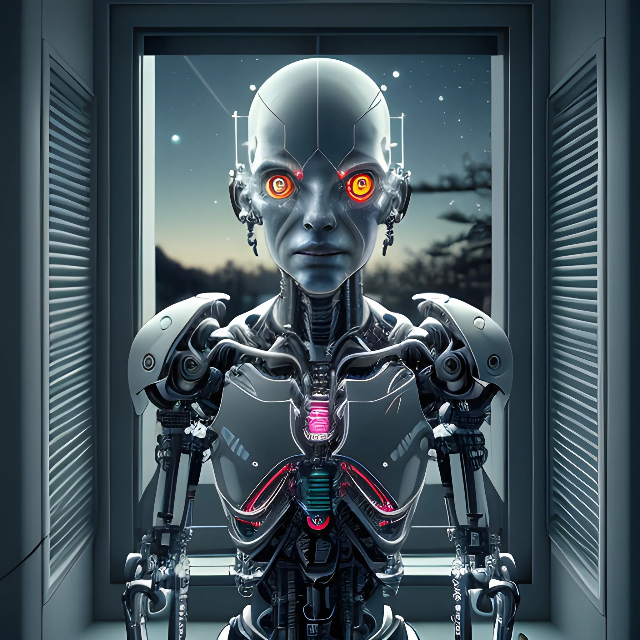 lonely cyborg looking out a window at dusk, beautiful lighting, highly detailed, close up, hyperdetailed, intricate line drawings, 4k, 8k, high resolution, by diego fazio and diegoKoi and
seed: 684782267 | scale: 6.1 | steps: 32, , 3D