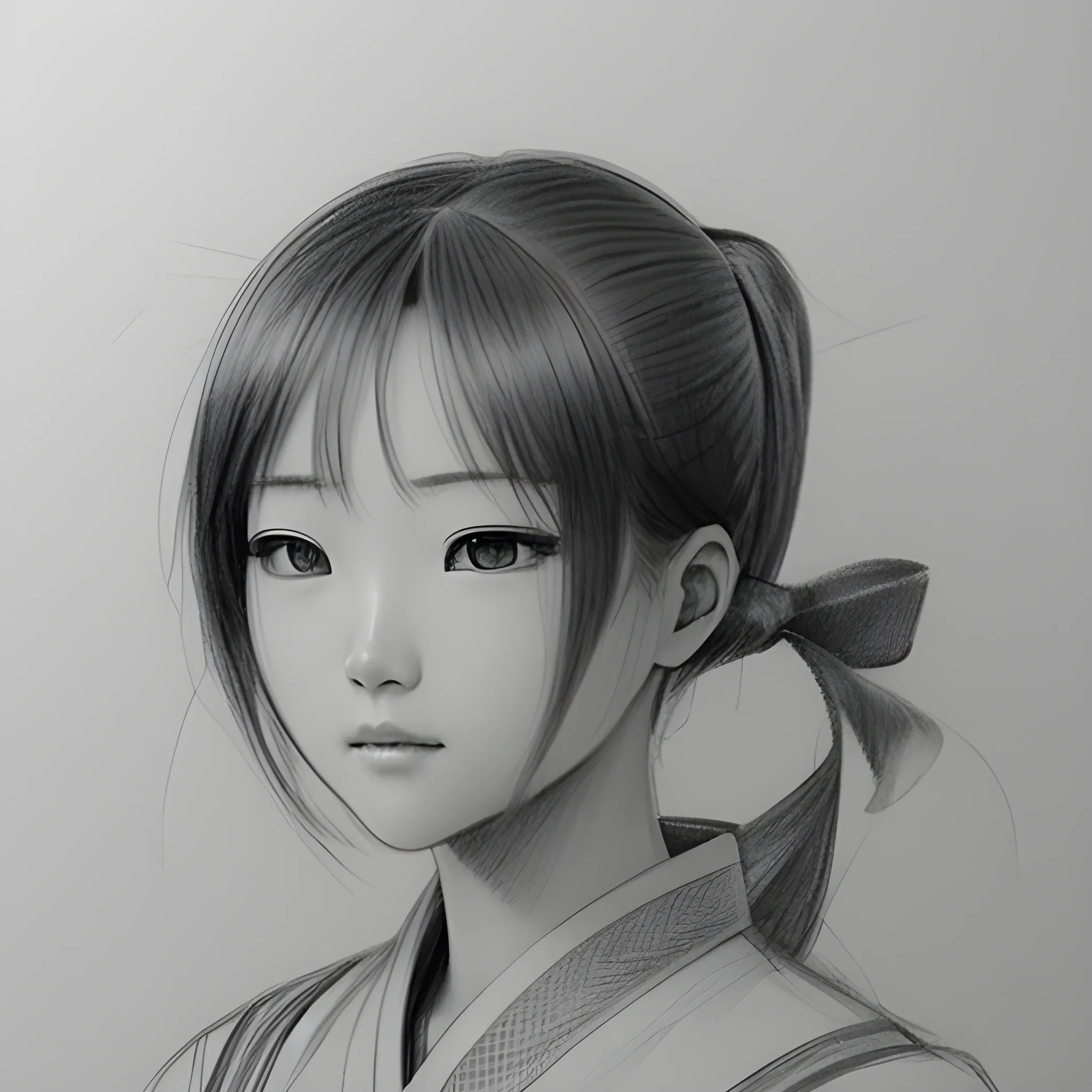 叢林中草女孩的肖像, Pencil Sketch