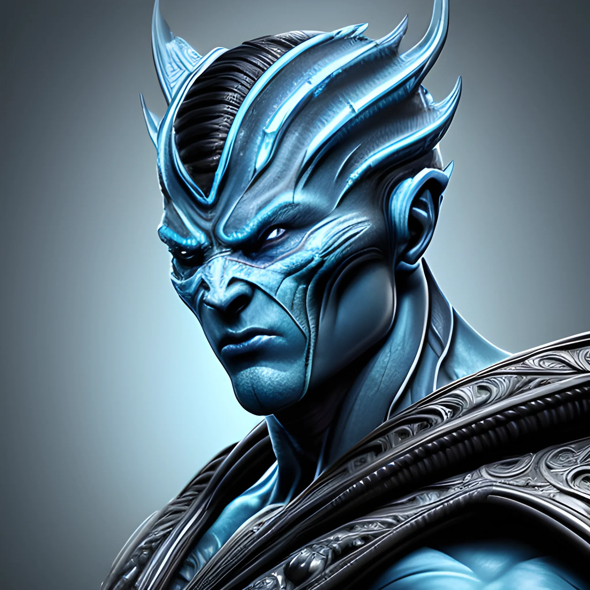  A detailed and intricate digital art piece in a cinematic style, this ultra high resolution portrait of a powerful sub zero mortal combat alien beast is a true masterpiece. The beautiful lighting and playful design make it a trend-setter on ArtStation. A true award-winning work., close up
