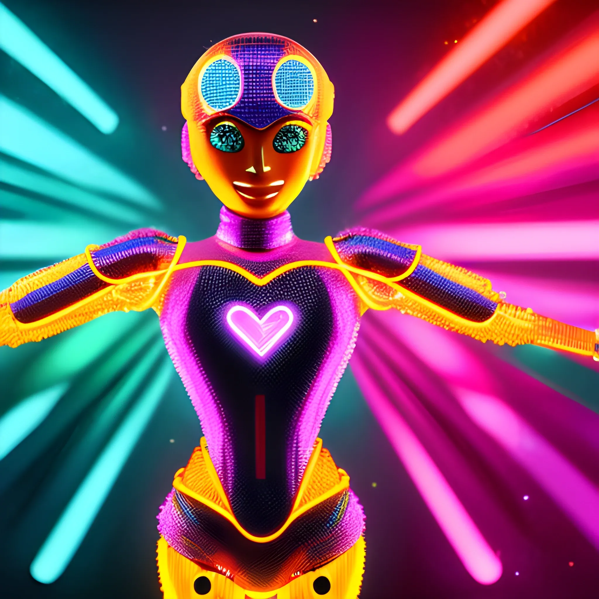 good-natured robot dressed in a dazzling costume of a pop dancer ...