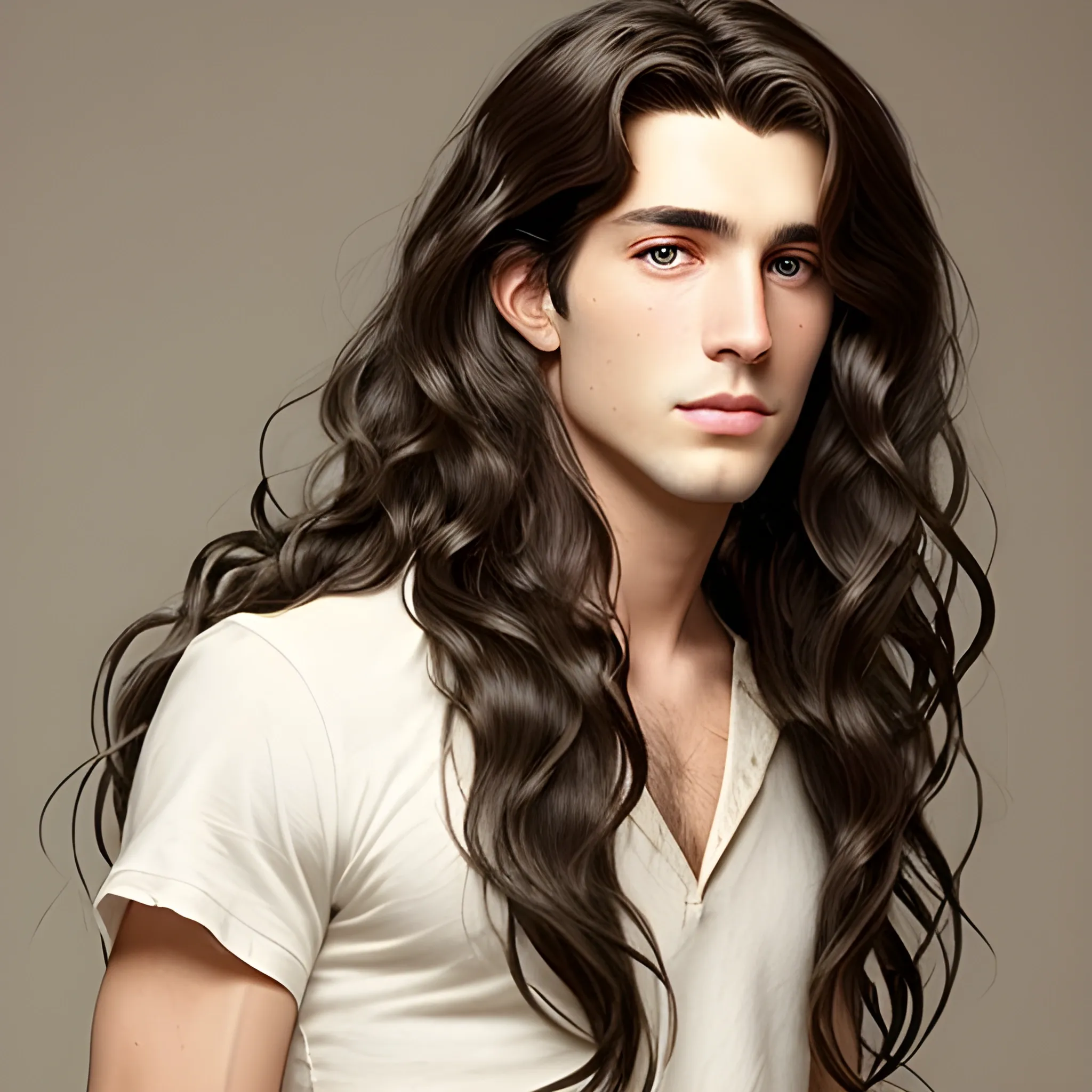 Long wavy dark hair in the style of turner
