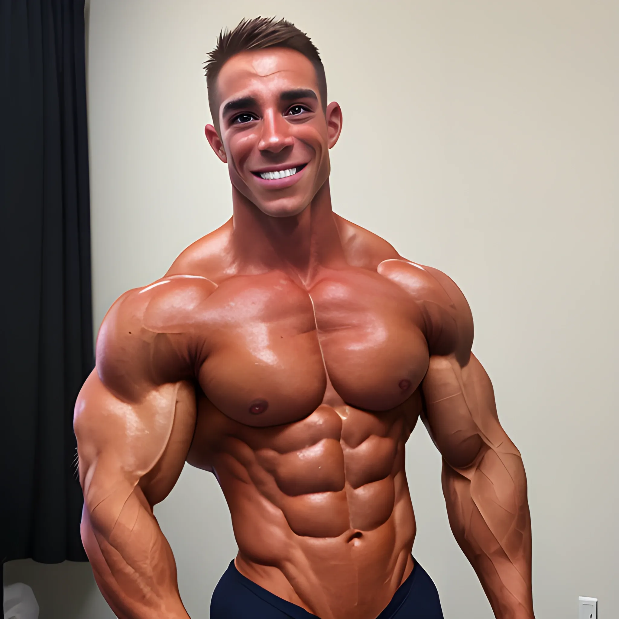 an accomplished male physique competitor, getting photographed