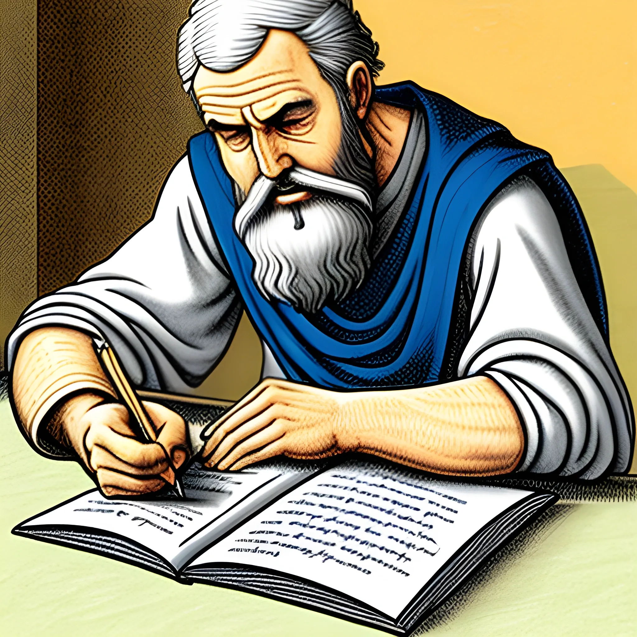  Draw aN APOSTLE PAUL WRITING A LETTER TO THE OTHER APOSTLES, Cartoon