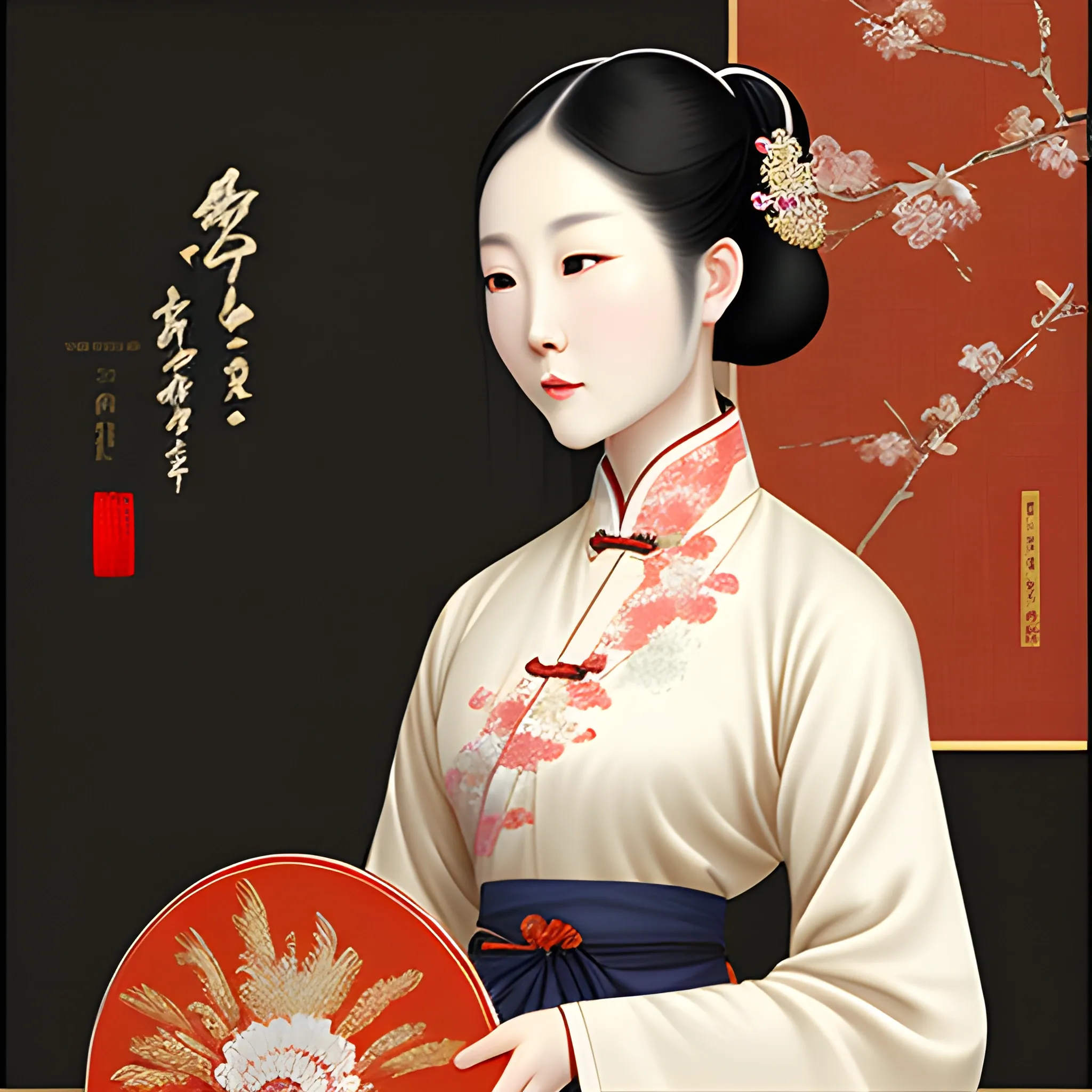 Pictures of ladies in ancient Chinese traditional painting style, elegant, master paintings