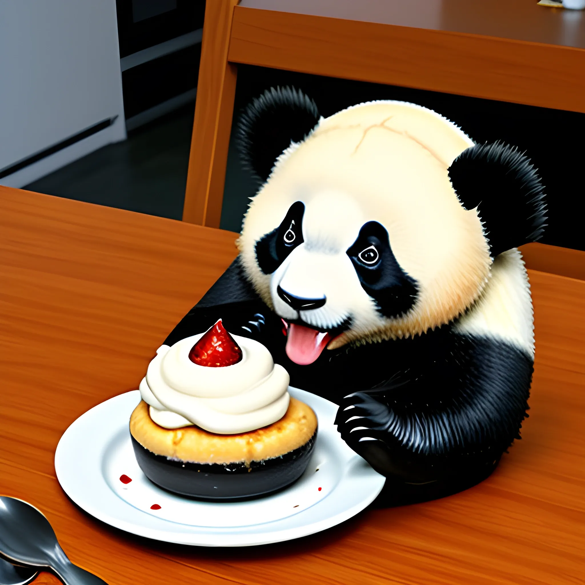 warrior panda eat dessert