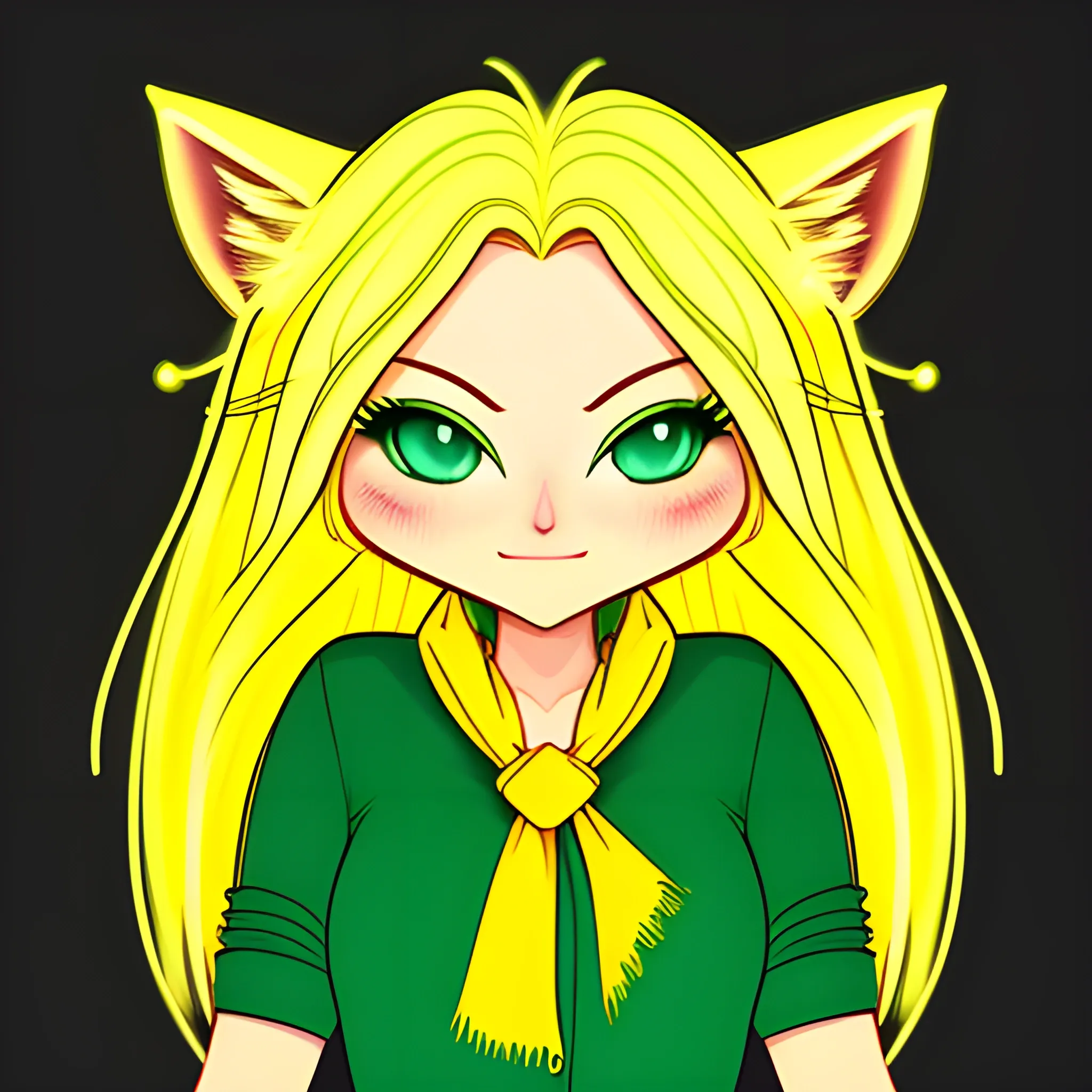 draw a kid has to have green pajamas, a yellow scarf and blonde hair campaign of a fox (rgb, dinamics ligth, hd, color vibrance), Cartoon, Water Color