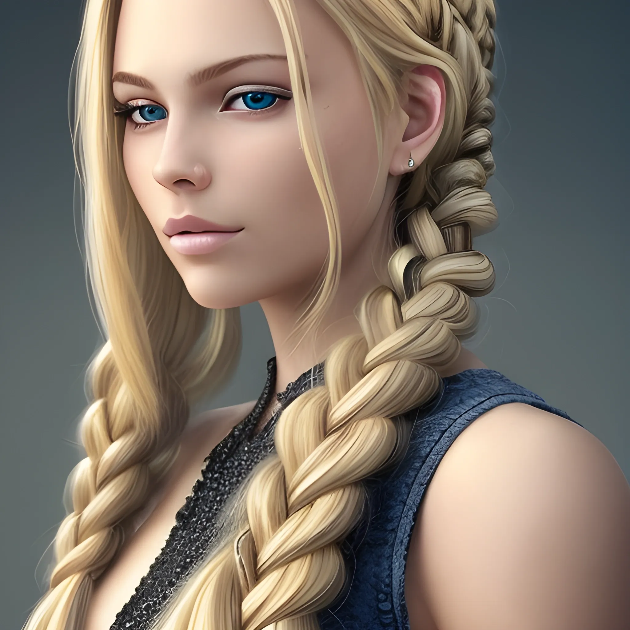 Blonde Woman Long Braided Hair Ultra Detailed Hd Beautiful Arthubai 6479