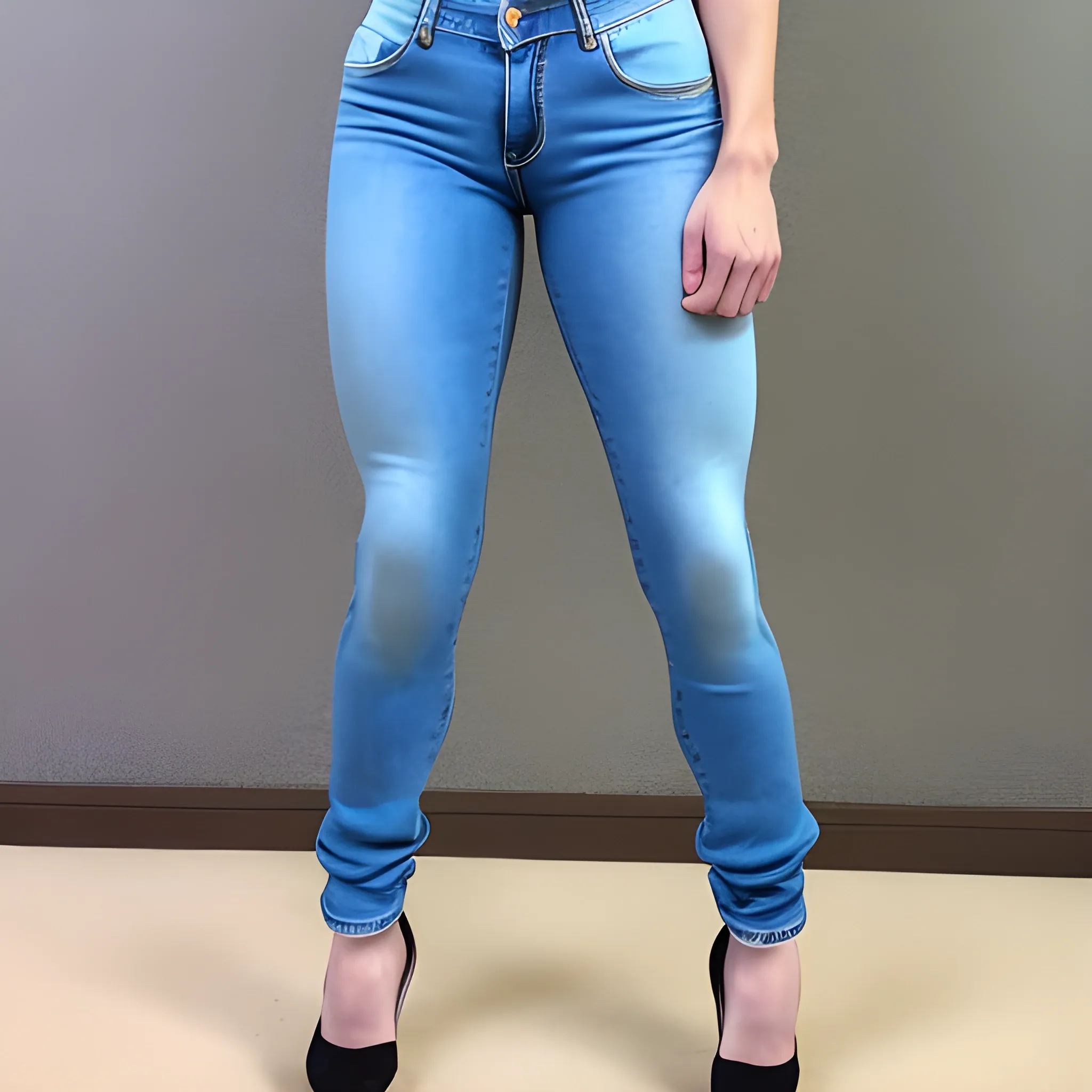 20 year old Petite blonde muscle woman  in tight denim jeans