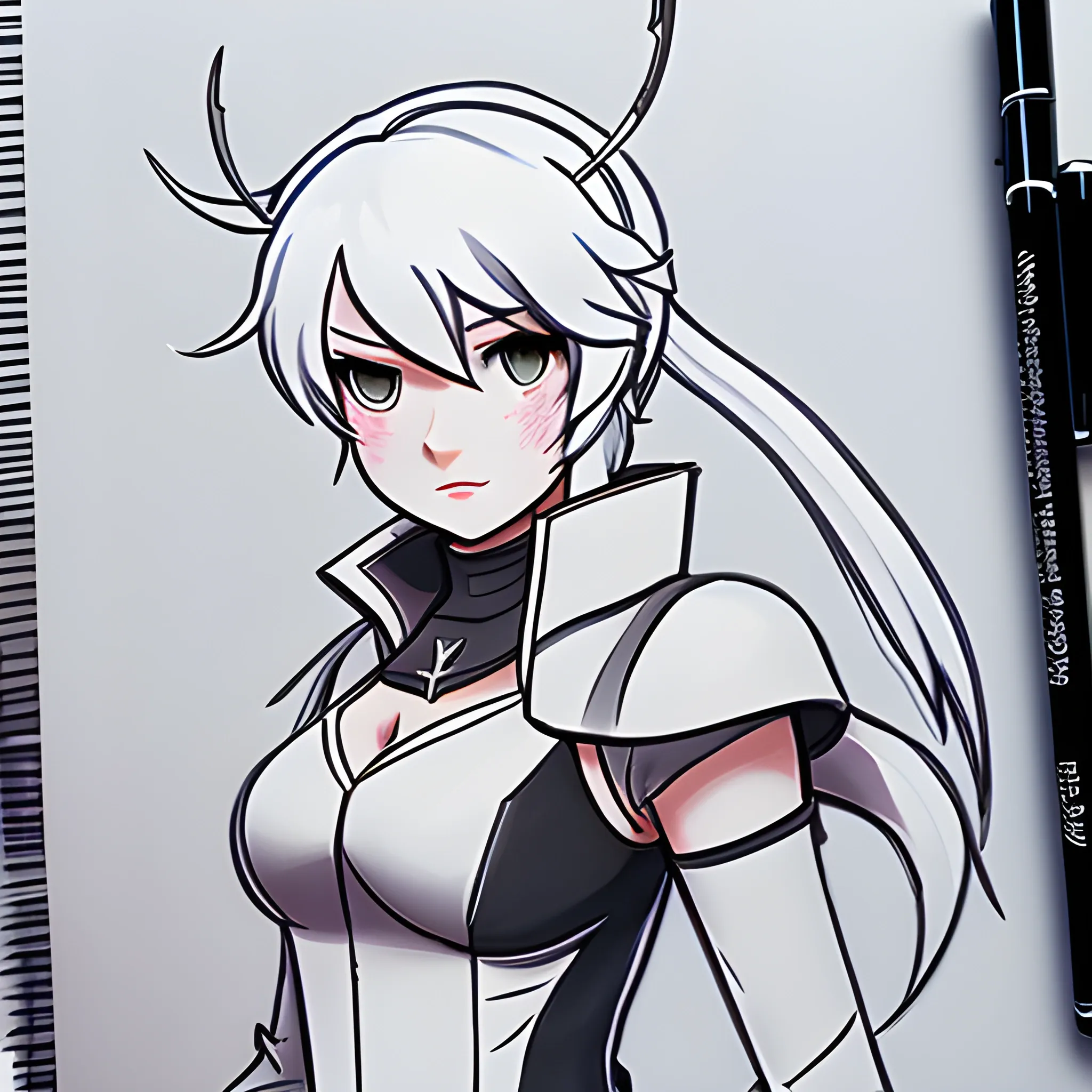 RWBY weiss schnee, Cartoon, Pencil Sketch